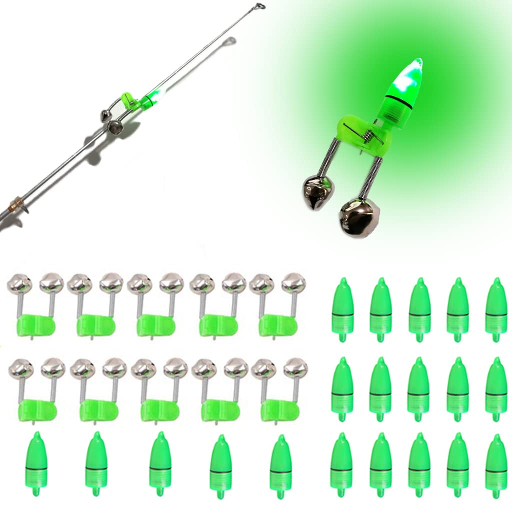 Fishing Bells Fishing Alarm Light Luminous Twin Bells Fishing Tackle Night  Sea Fishing Rod Led Light Clip With Twin Bells Ring