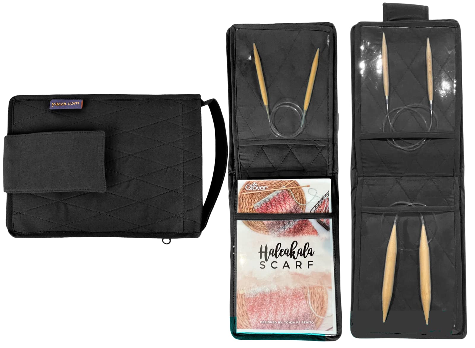 Yazzii Circular Knitting Needle Case Organizer - Portable & Multipurpose  Binder for Knitting Needles and Knitting Accessories Black