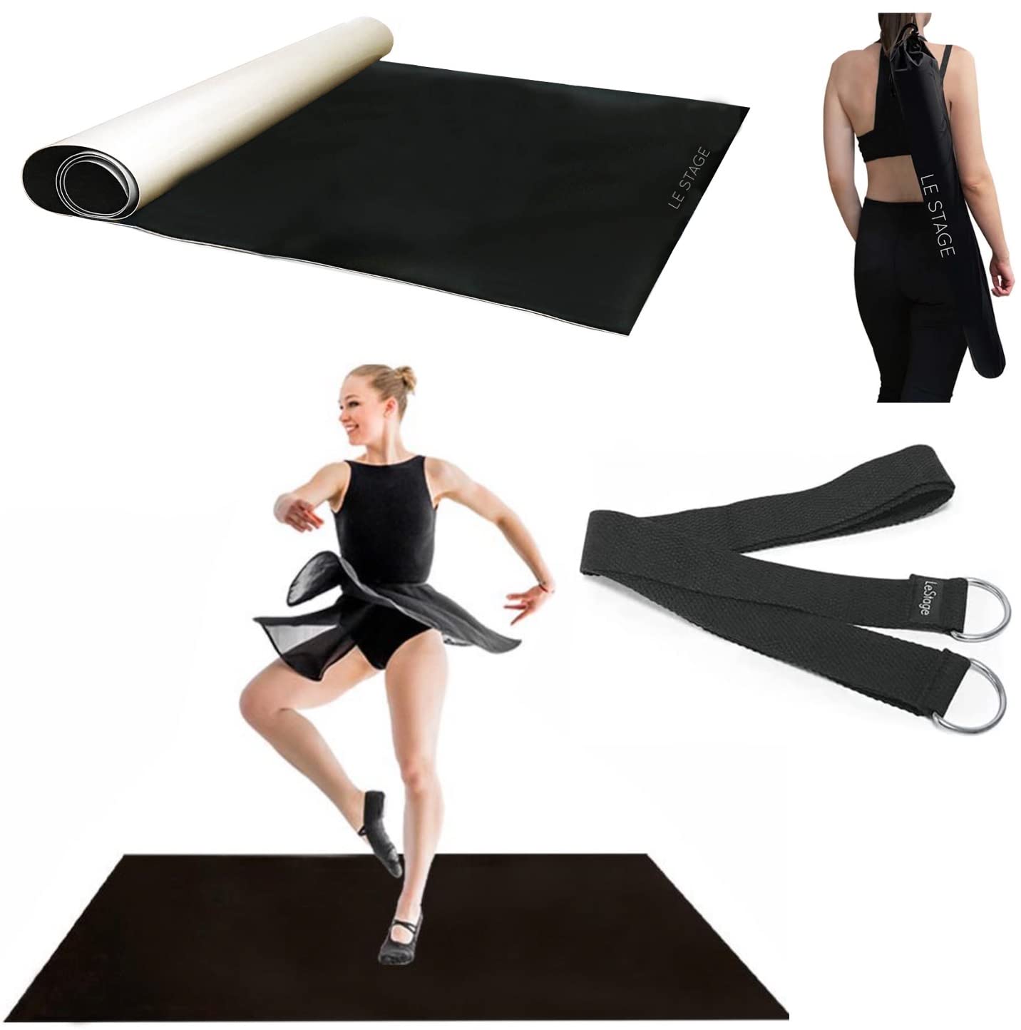 LeStage Dance Floor Portable Dance Floor Mat with Stretch Strap Controlled  Slip Surface to Practice and Improve Dance Ballet Performance at Home,  Studios, Stage Kids & Adults 71 x 36.5