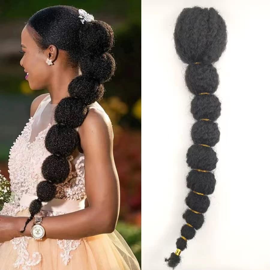 Miyamarch Drawstring Ponytail for Black Women 18inch Bubble Lantenrn Braid  Ponytail Protective Style Clip on Pony Tail Hair Extension Curly Braided  Afro Puff Drawstring Ponytail (18Inch 1B) 18 Inch 1B