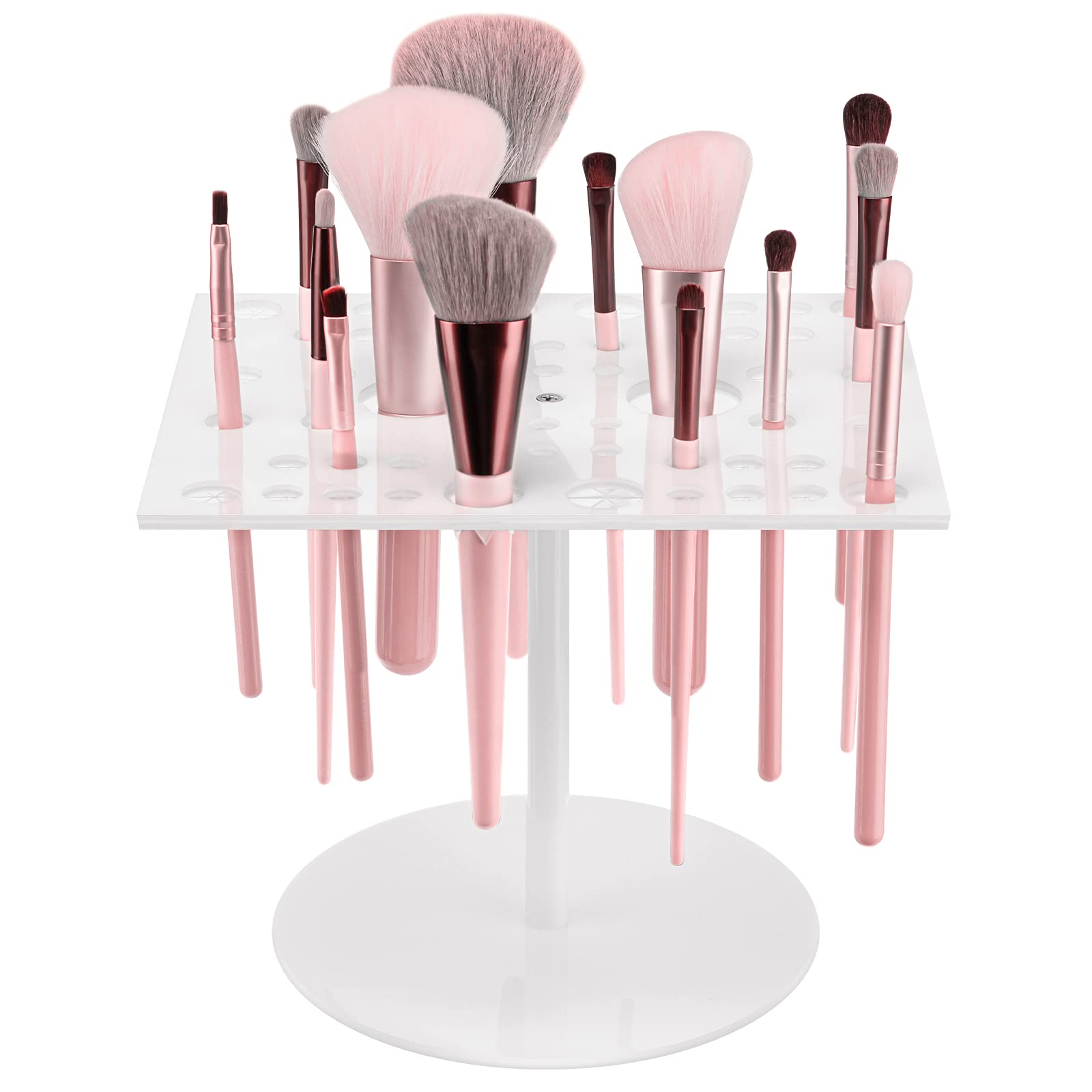 54 Holes Acrylic Brush Holder Makeup Brush Drying Rack Brush Dryer  Collapsible Makeup Brush Holder Makeup Brush Dryer Stand for Acrylic Nail Brush  Makeup Lover (White)