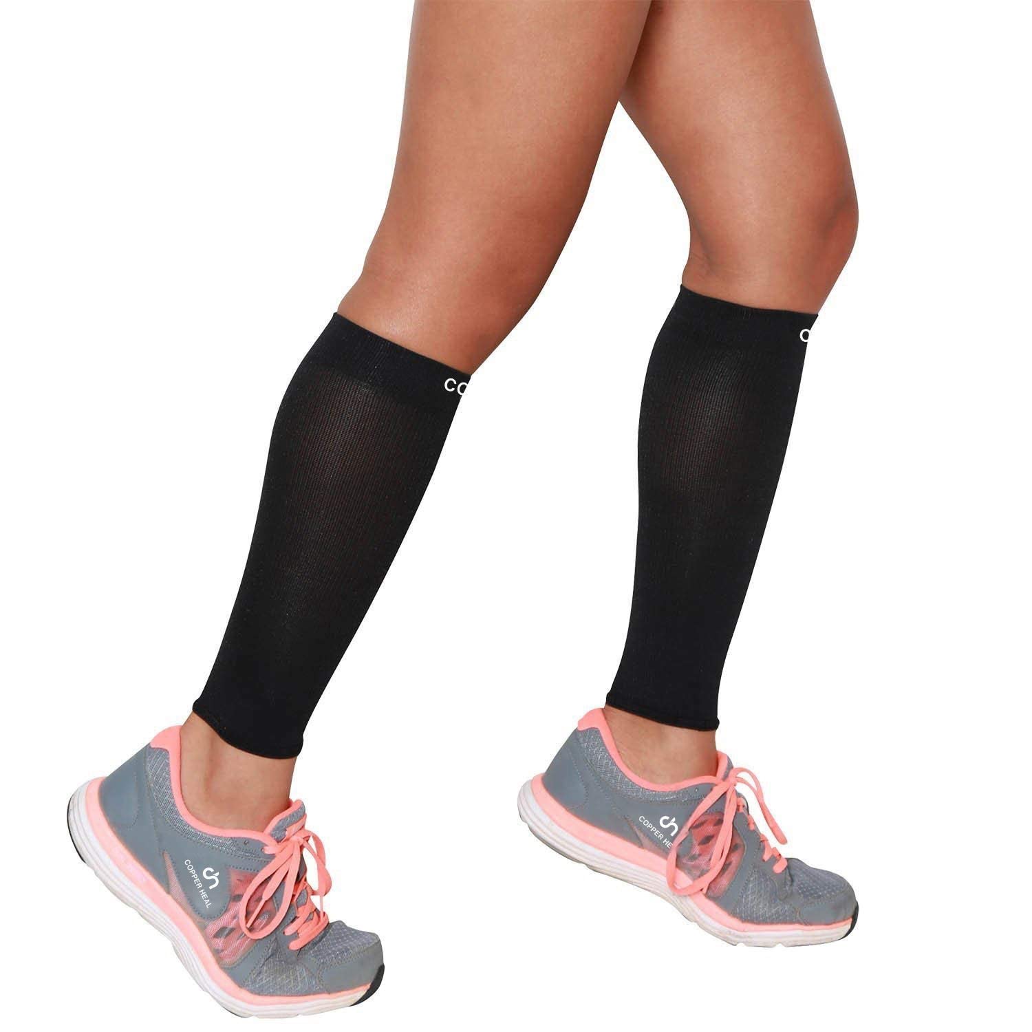 COPPER HEAL Calf Copper Compression Sleeves (1 Pair) for Exercise Sport  Recovery - Calf Muscle Strains Shin Splints Leg Socks Men and Women Calfs  Sleeve Guard for Running Mens Guards X-Large (2 Count)