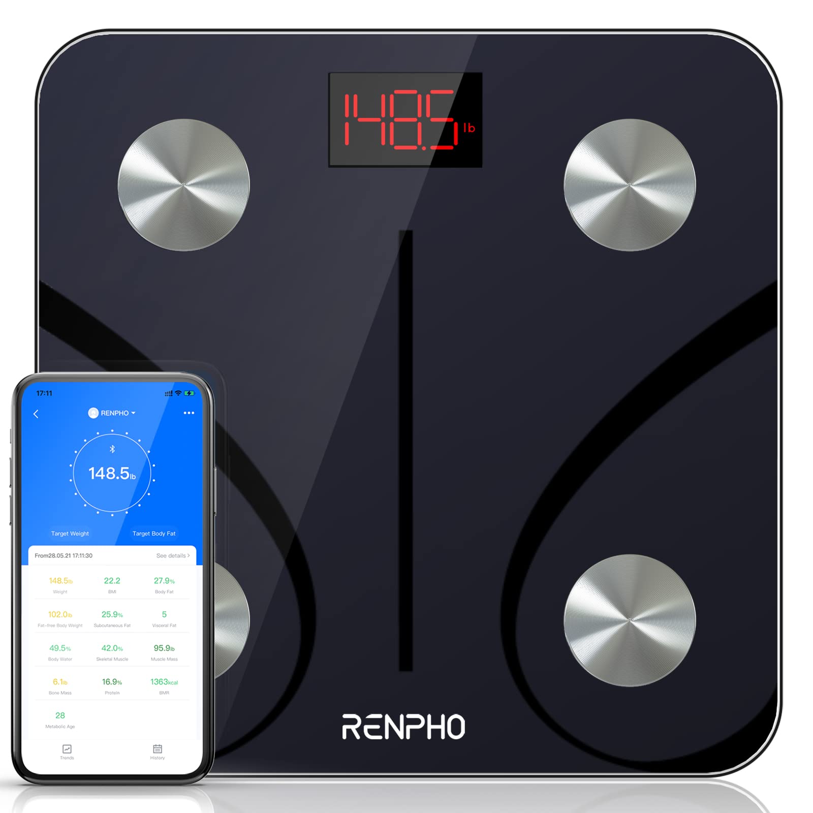 RENPHO Smart Scale for Carpet, Upgraded Digital Bathroom Scale for Body  Weight with Wrapped Bottom, Body Composition Monitor for Muscle BMI,  Bluetooth