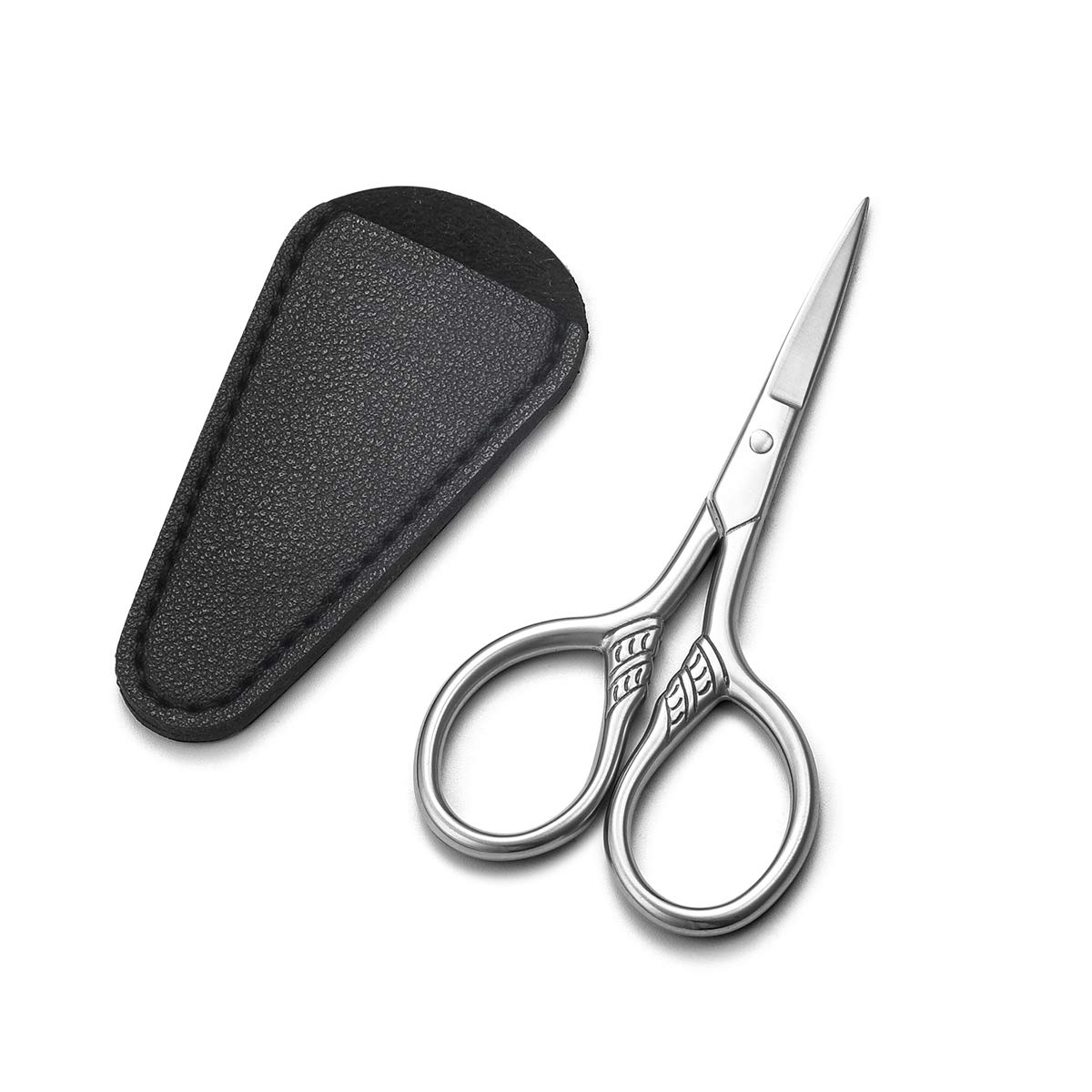HITOPTY Small Precision Scissors, 3.5inch Stainless Steel Multi-Purpose  Vintage Beauty Grooming Kit for Facial Hair, Eyebrow, Eyelash, Beard,  Moustache with PU Sheath