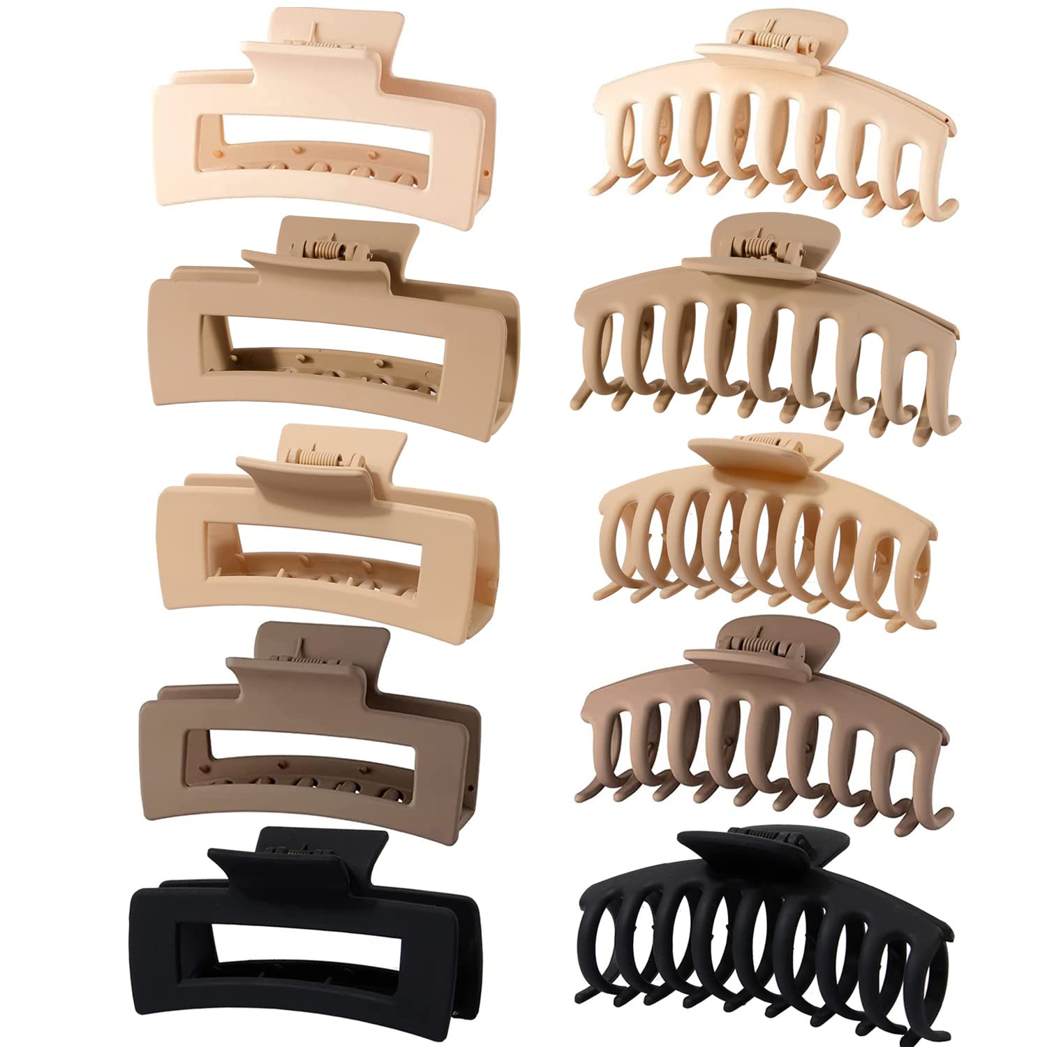 10 Pack 4.4 Large Hair Clips,Claw Clips,Hair Clips for Women & Girls,2  Styles 5 Colors Internal tooth design Strong Hold Matte Claw Hair Clips for  Women Thick Hair & Thin Hair, 90's