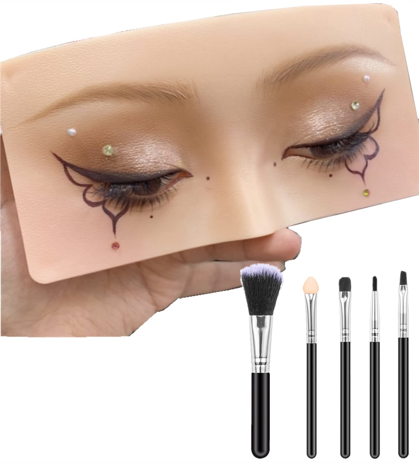 5d Makeup Practice Board Makeup Face Practice Board with Self-Adhesive  Eyelashes&Eyeshadow Applicators Silicone Eyes for Makeup Practice Suitable  for Eyeshadow&Tattoo Skin Practice