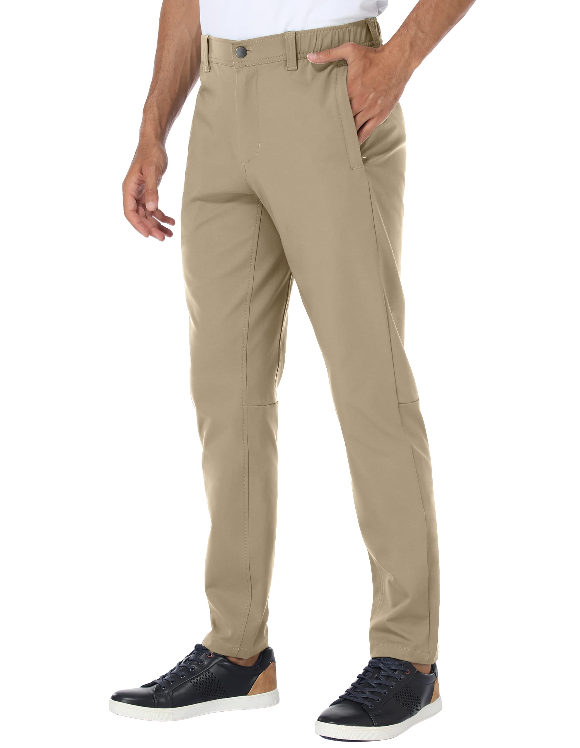 PULI Golf Pants Men Stretch Slim Fit Dress Casual Work Hiking