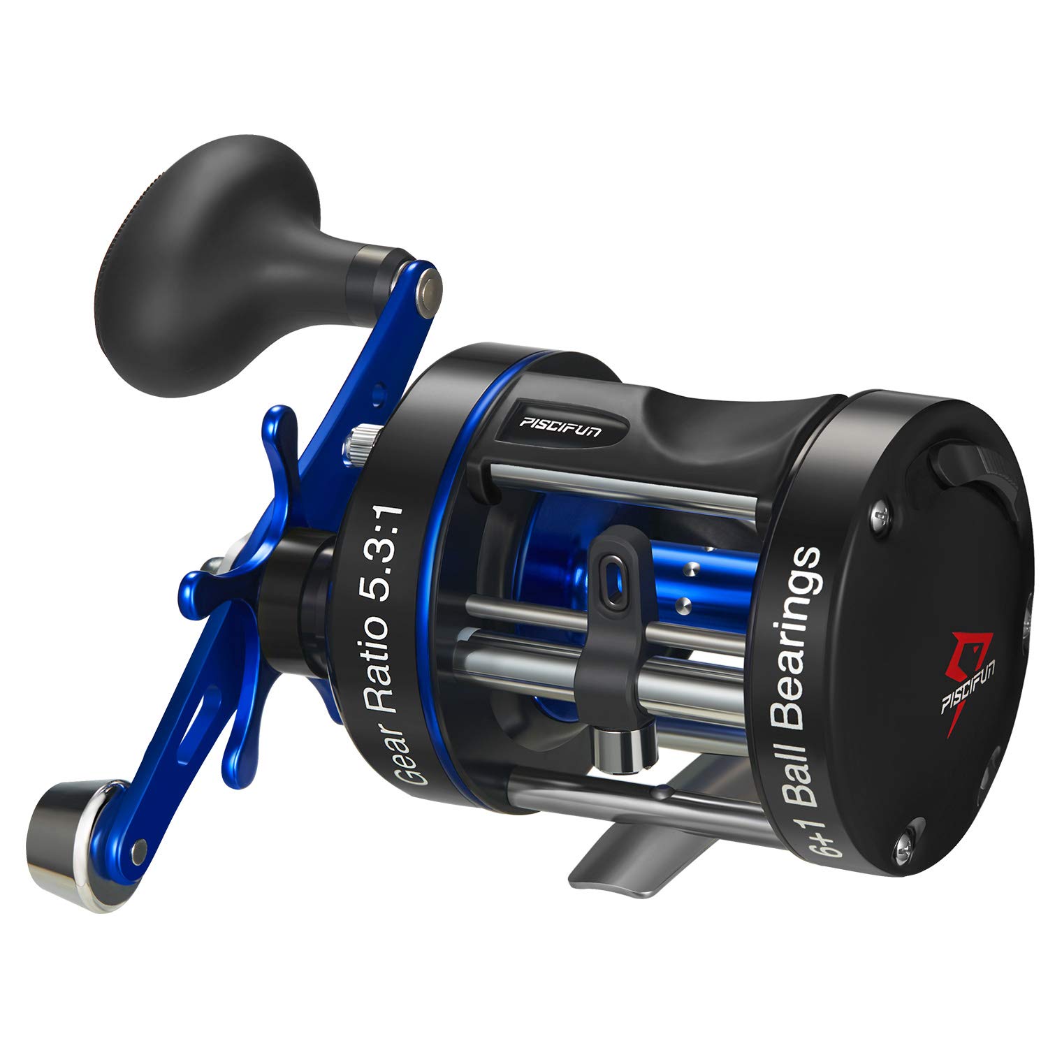 Piscifun Chaos XS Round Reel - Reinforced Metal Body Round Baitcasting Reel,  Smooth Powerful Saltwater Inshore Surf Trolling Fishing Reels, Conventional  Reels for Catfish, Musky, Bass, Pike 50 Right Handed