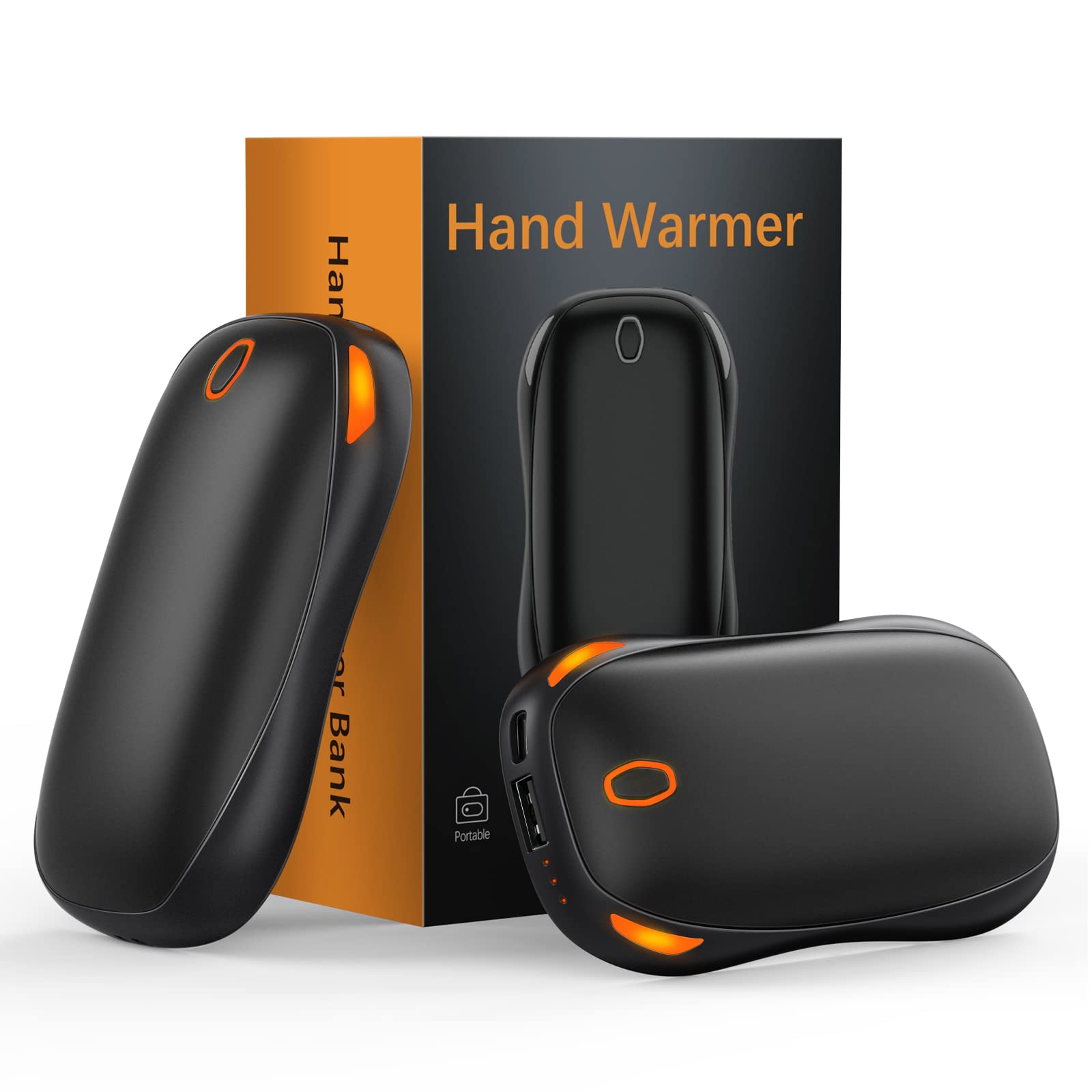 2 Pack Hand Warmers Rechargeable, Portable Electric Hand Warmers Reusable,  Portable Pocket Handwarmers/USB 2 in 1 Hand Warmer Perfect for Indoor