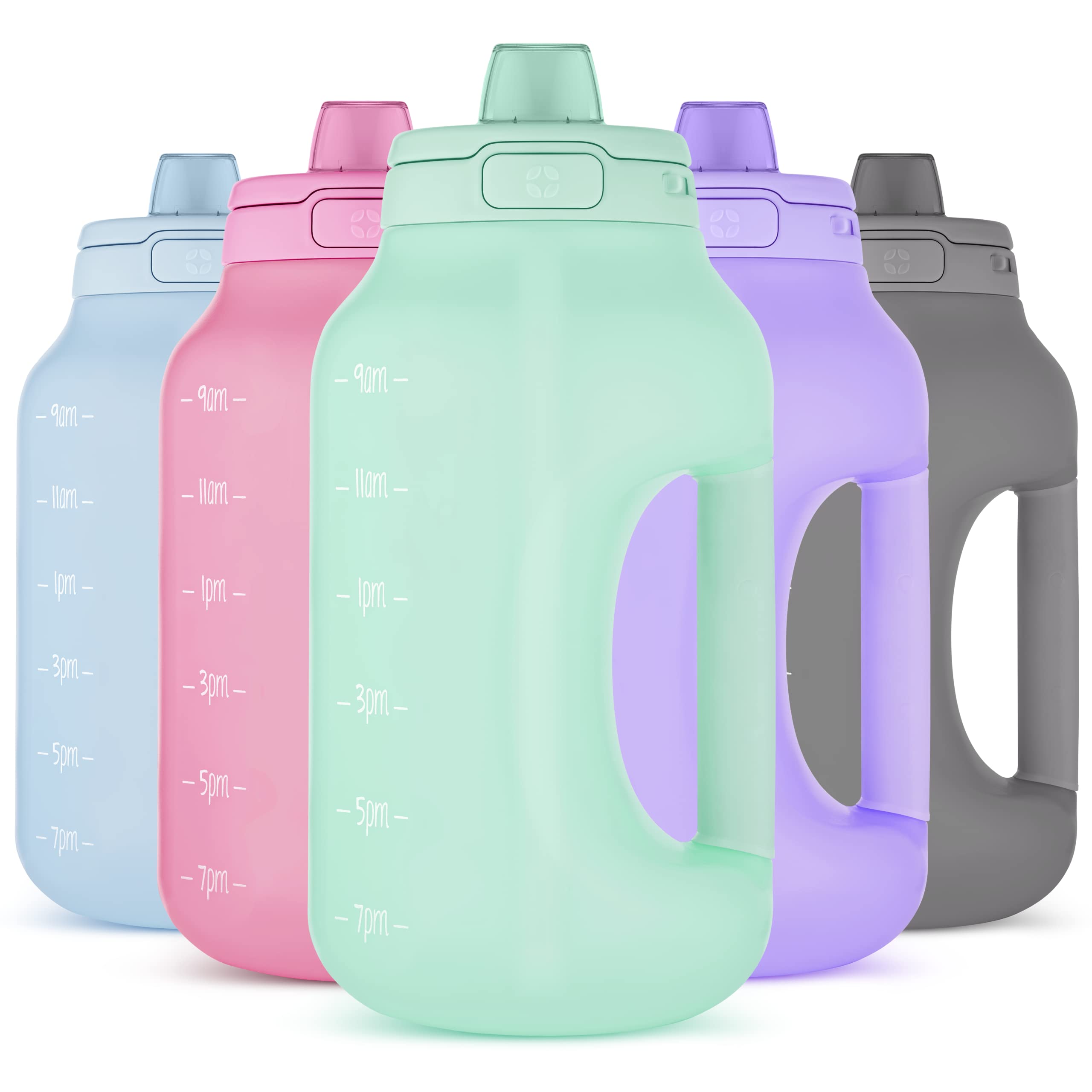 Ello Hydra Half Gallon Jug with Time Marker & Handle for All Day Hydration  & Silicone Straw with Locking, Leak Proof Lid BPA Free, Yucca, 64oz