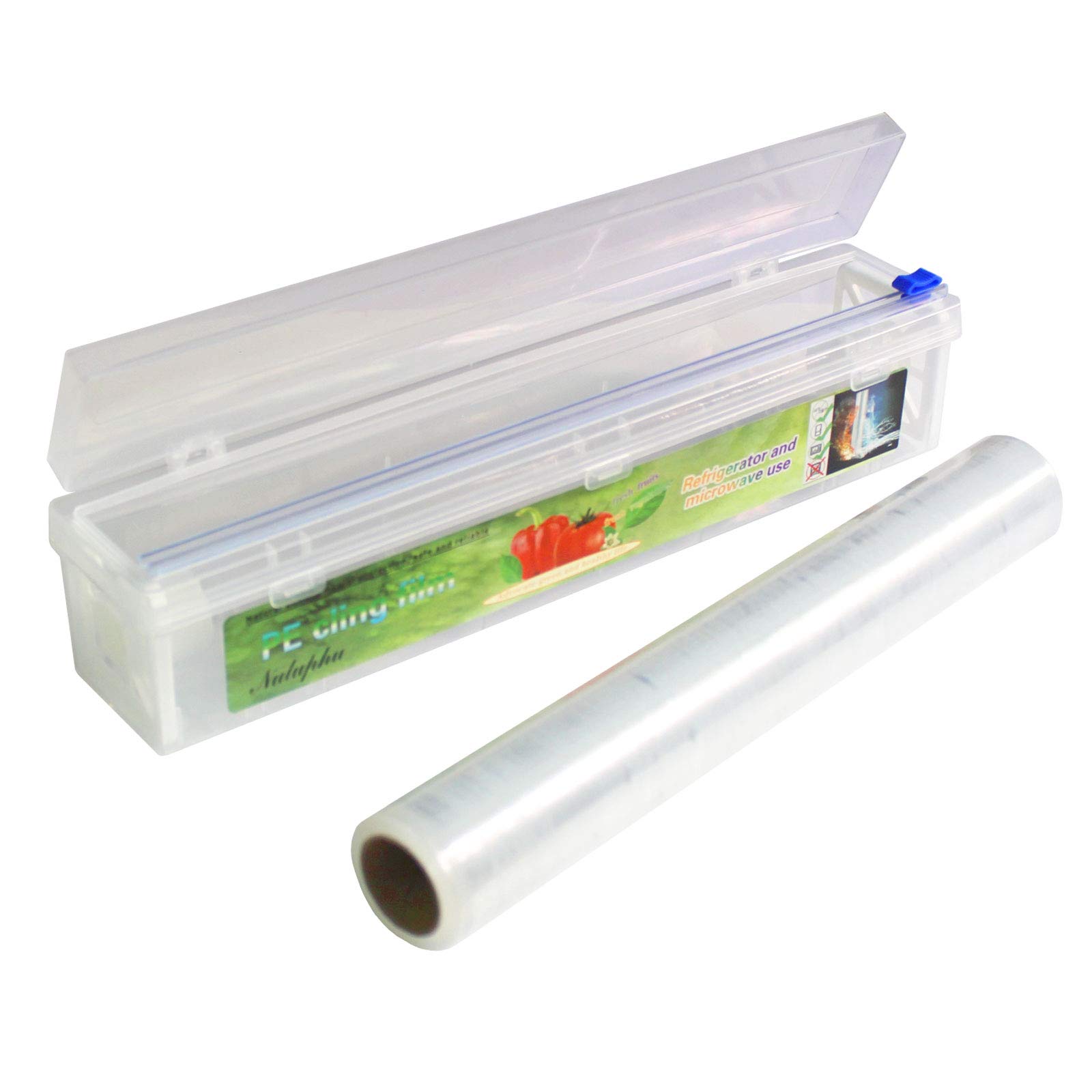Buy Bamboo Wood Plastic Wrap Dispenser With Slide Cutter, Refillable