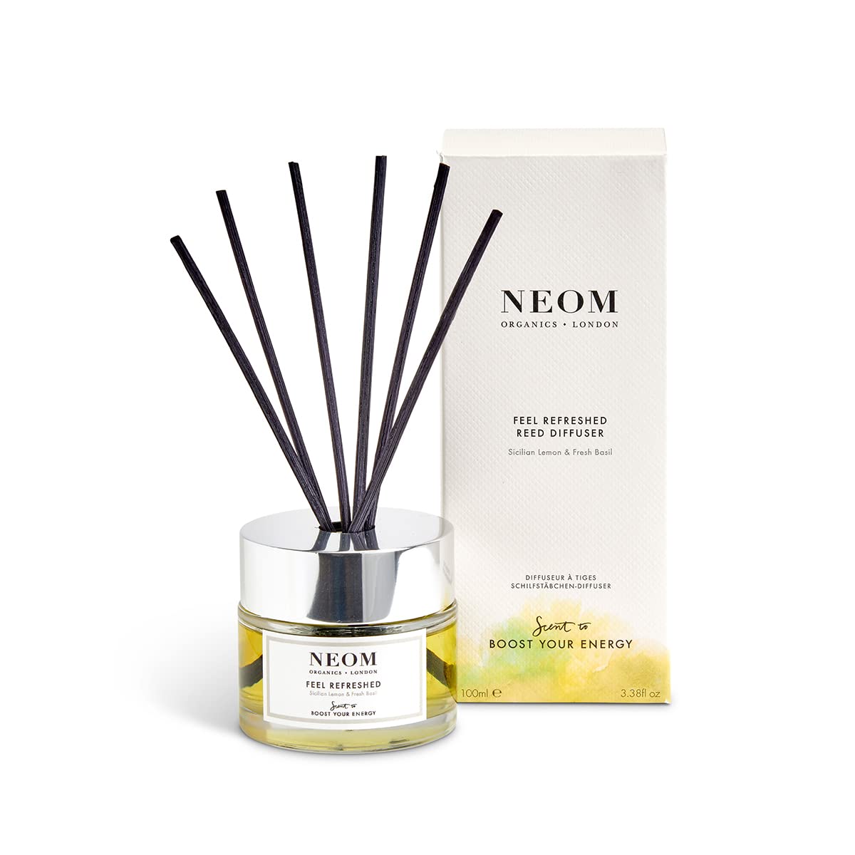 NEOM Feel Refreshed Reed Diffuser 100ml Lemon & Basil Essential Oil