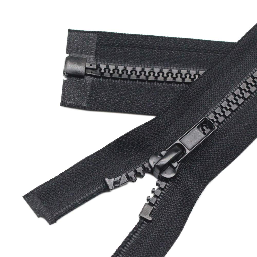 YaHoGa 2PCS 5 30 Inch Separating Jacket Zippers for Sewing Coats Jacket  Zipper Black Molded Plastic