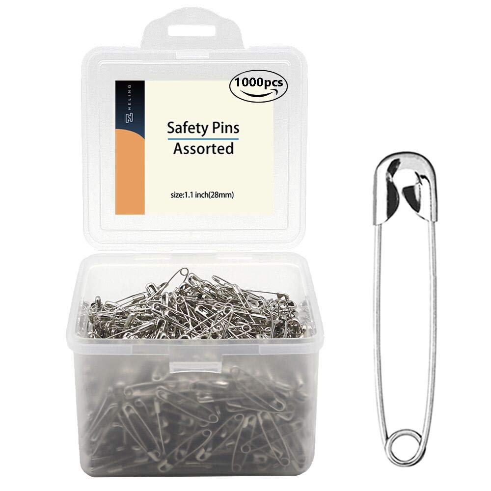 1000Pieces -Safety Pins 1.1 inch Safety Pins Bulk Metal Silver