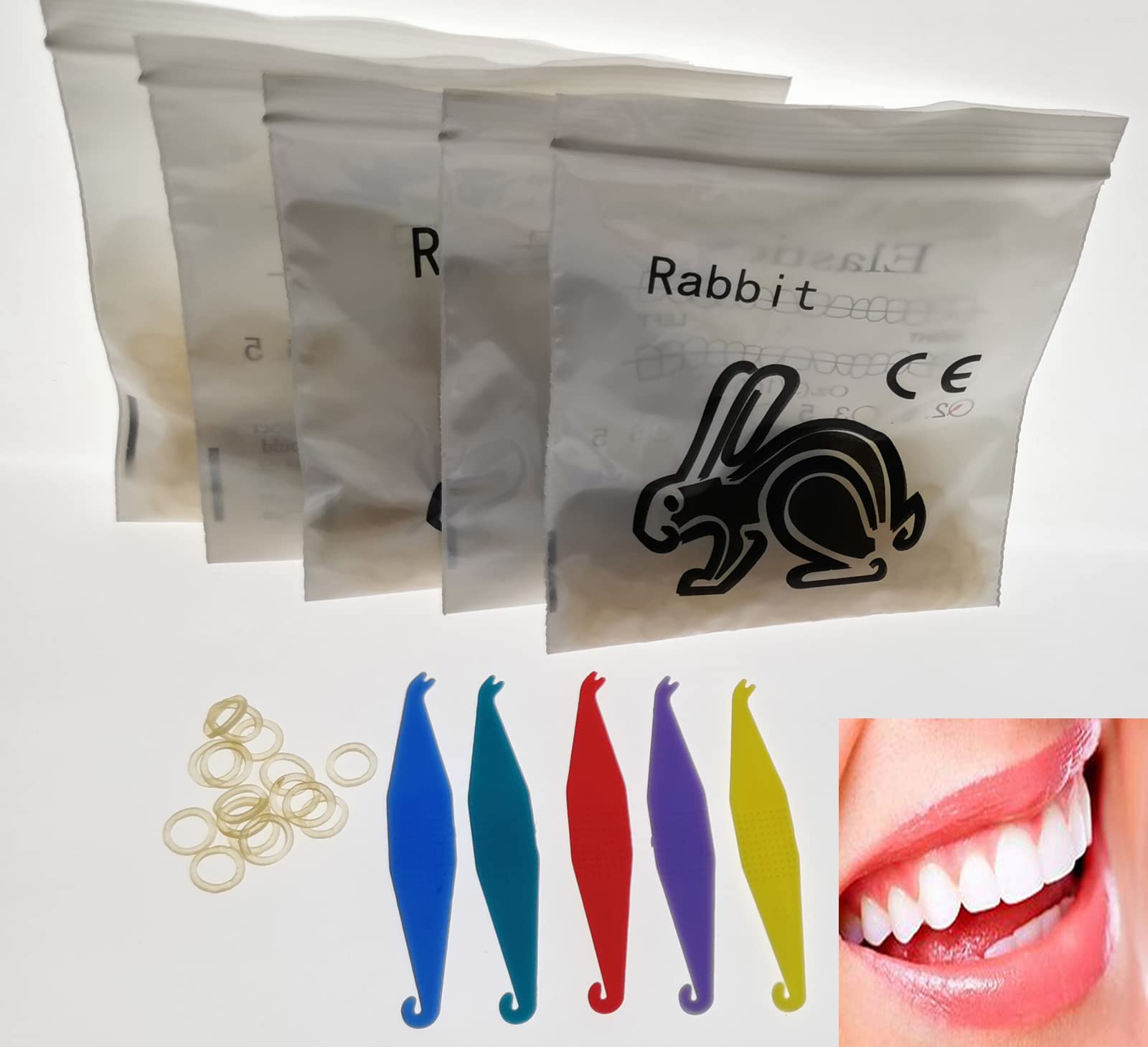 5*100 Pcs 5 Sizes Dental Orthodontics Elastic Rubber Bands Braces