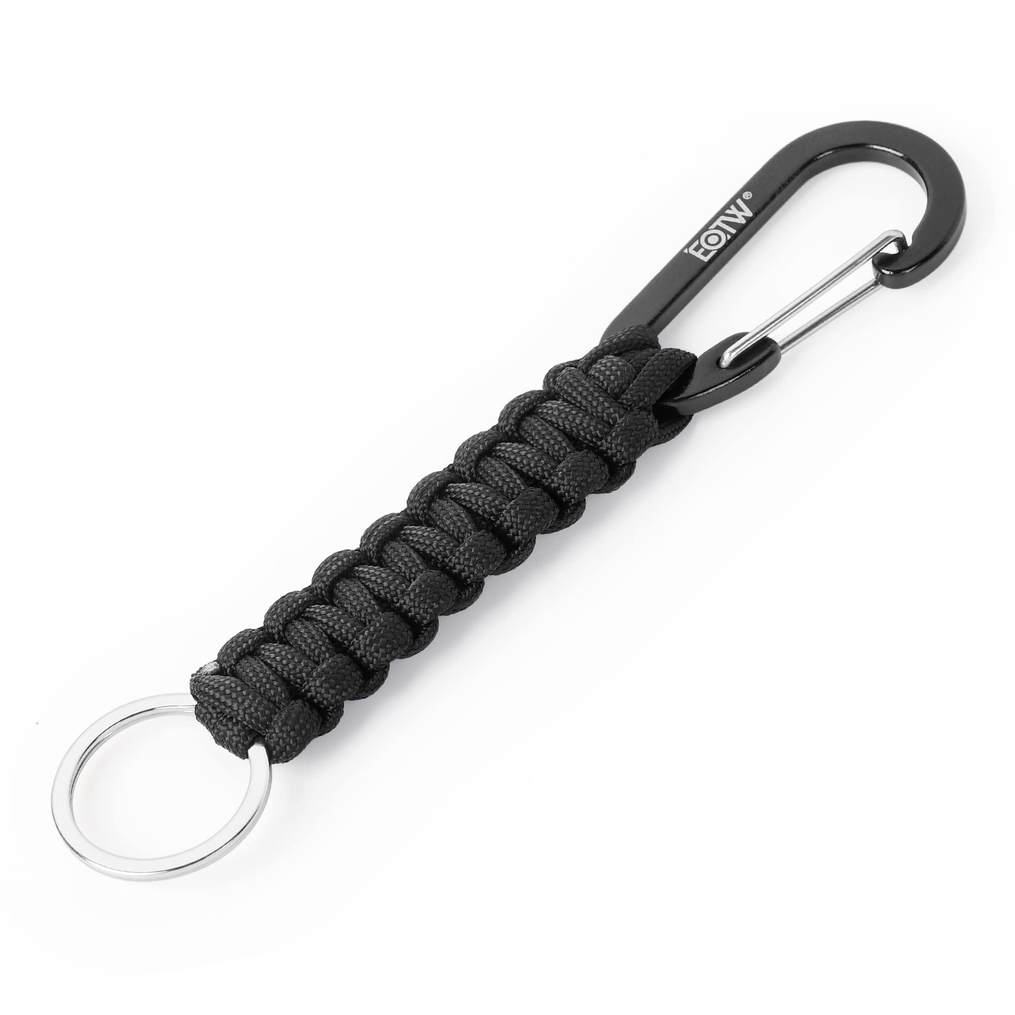 EOTW Carabiner Keychain,Paracord Keychain Small Aluminum Clip D Ring for  Camping, Hiking, Fishing, Or As A Key Organizer Black
