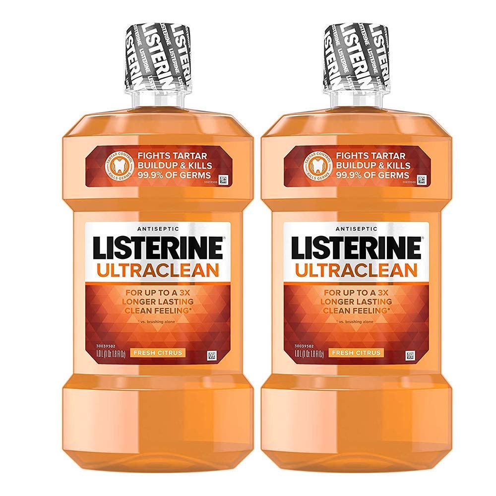 Listerine Cool Mint Antiseptic Mouthwash, Bad Breath & Plaque, 1 L