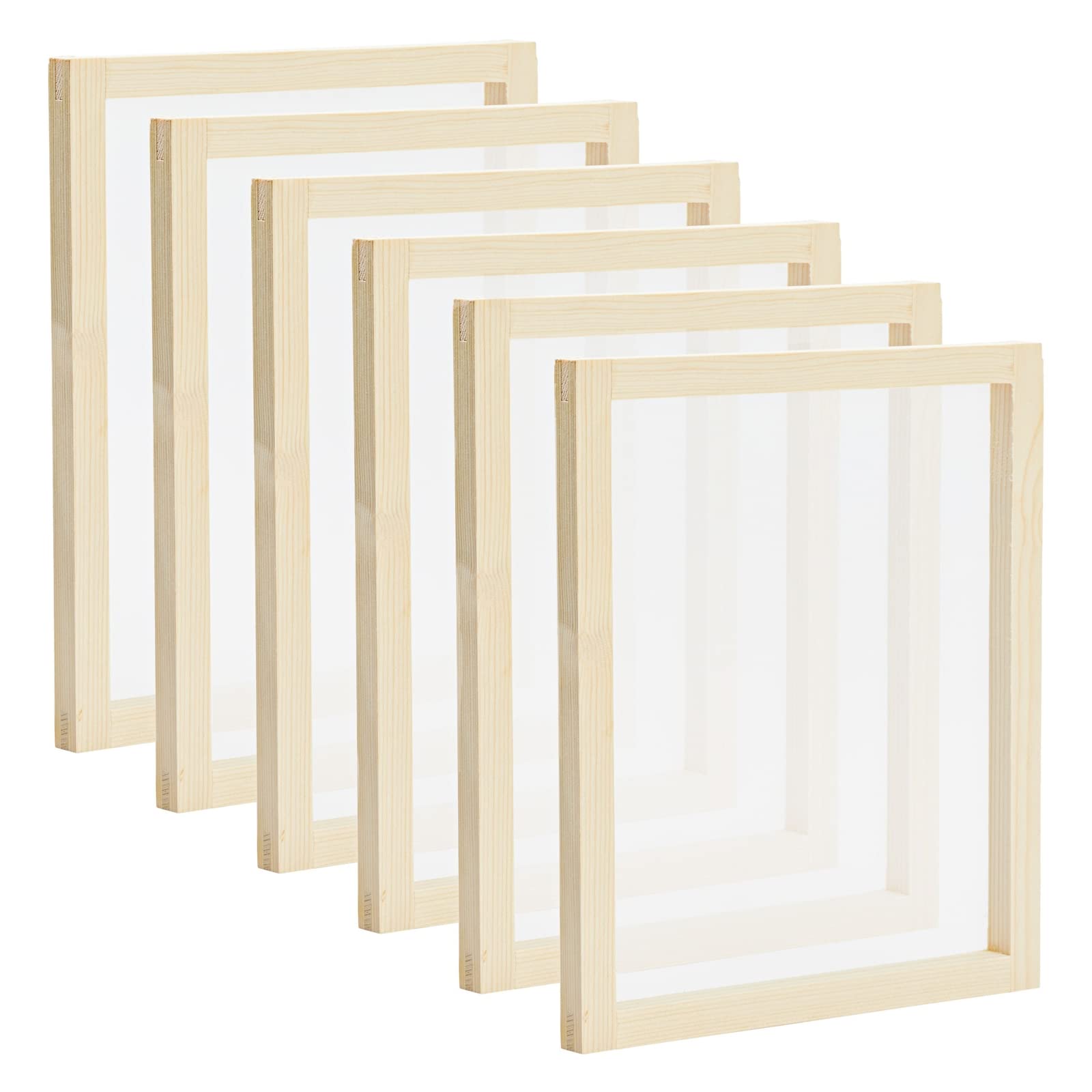 6 Pack Wood Silk Screen Printing Frame Kit for Beginners and Kids, 10x12  Wood Frame, 110 White Mesh 10 x 12 Inch