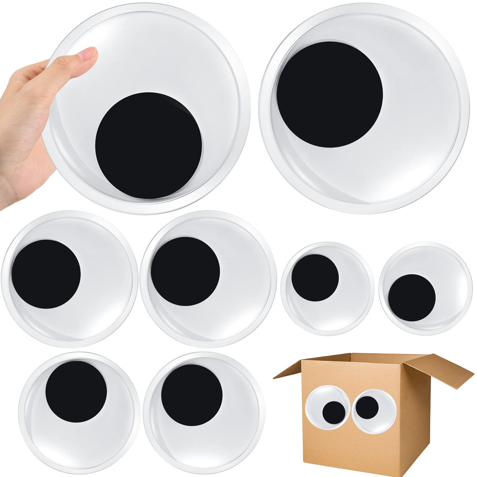 36 Pieces 7 Inch 6 Inch 5 Inch 4 Inch Giant Googly Eyes Plastic Wiggle Eyes  with Self Adhesive for Christmas Tree Party Craft Decorations