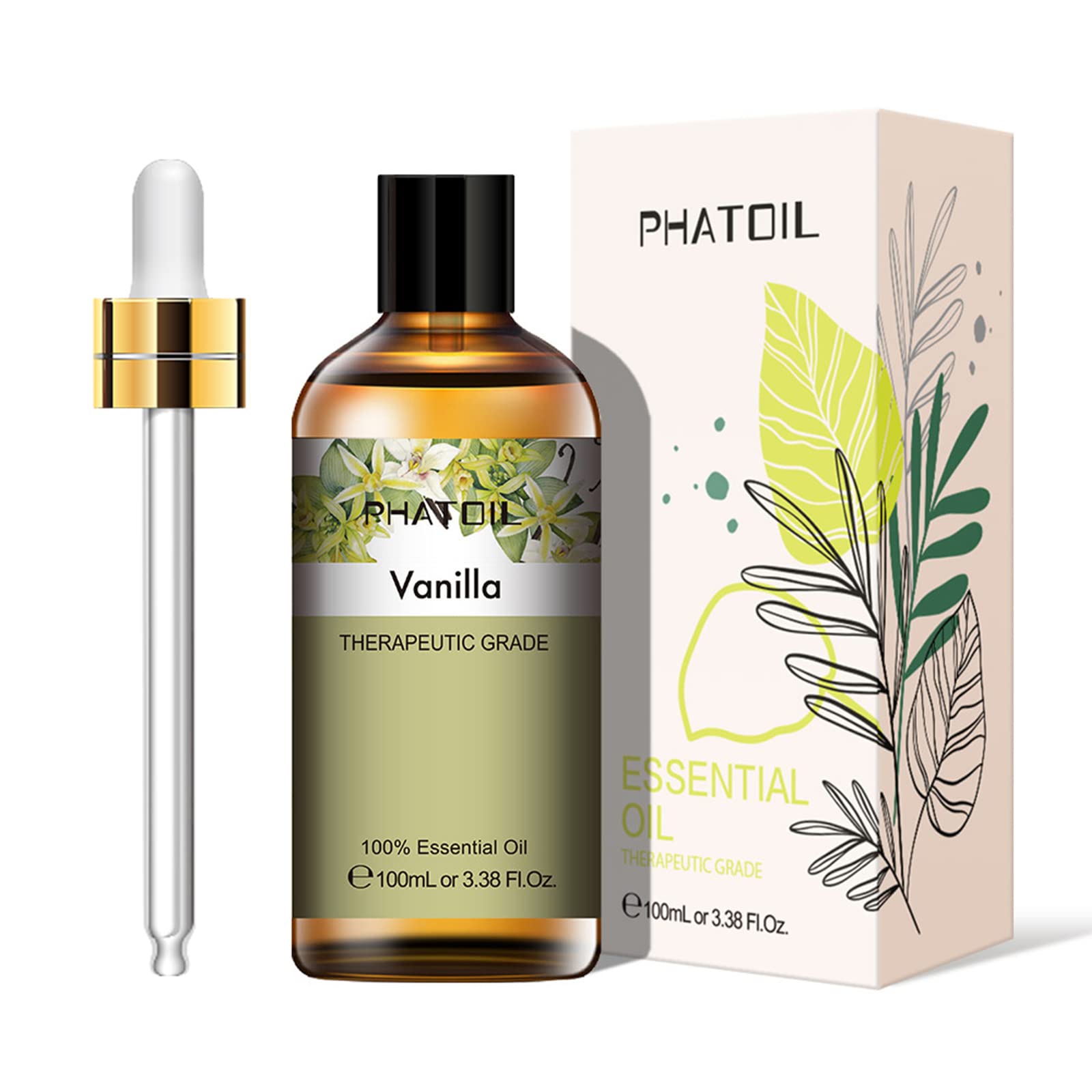 PHATOIL 100ML Vanilla Essential Oil, Huge 3.38fl.oz Bottle Vanilla Oil,  Pure Aromatherapy Essential Oils for Diffuser, Humidifier, Scented Oils for  Soap, Candle Making