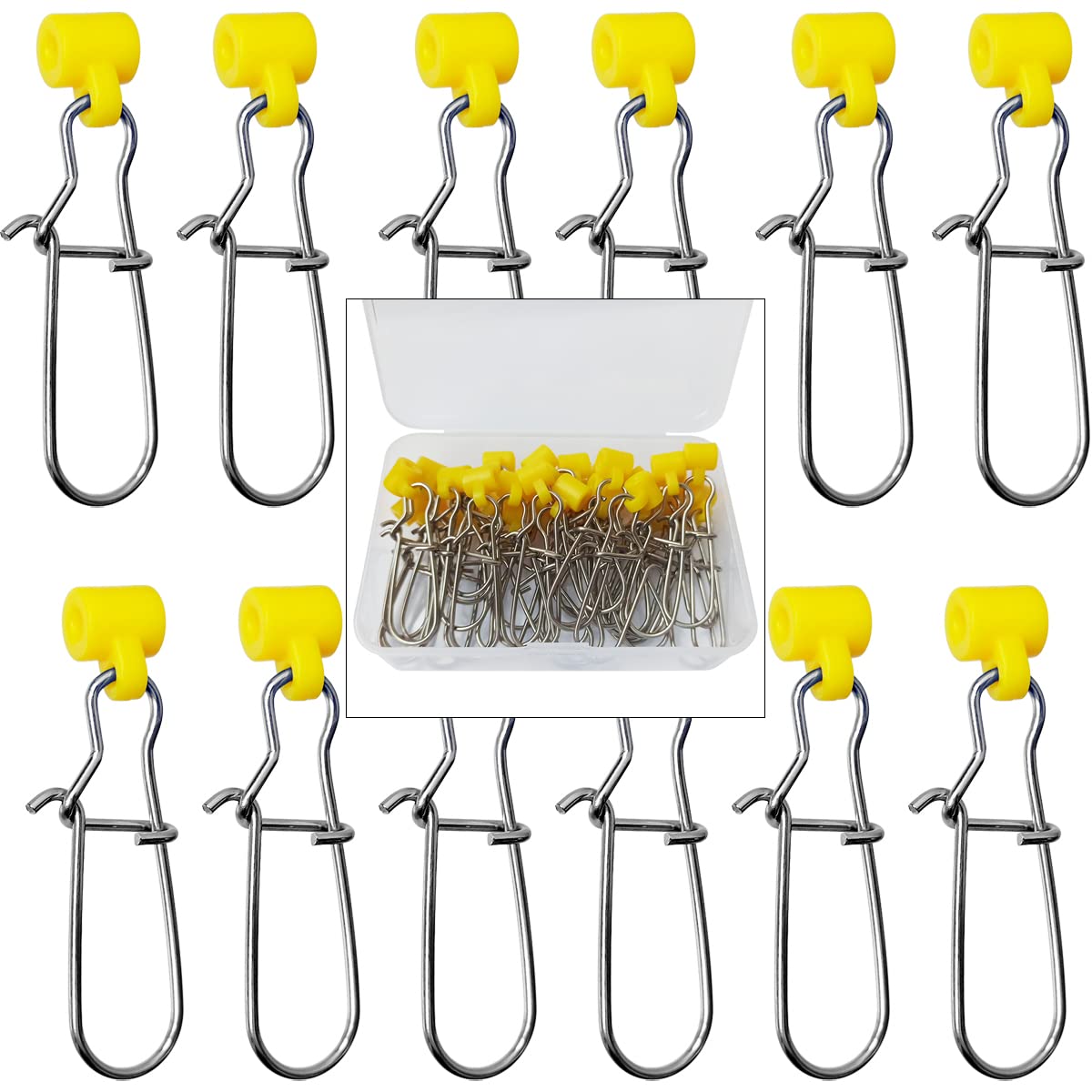 40Pcs Stainless Steel Fishing Line Sinker Slides Catfishing Rig with Duo  Lock Snaps Heavy Duty Sinker Slider Swivel Snap Kit for Fishing Tackle  Yellow
