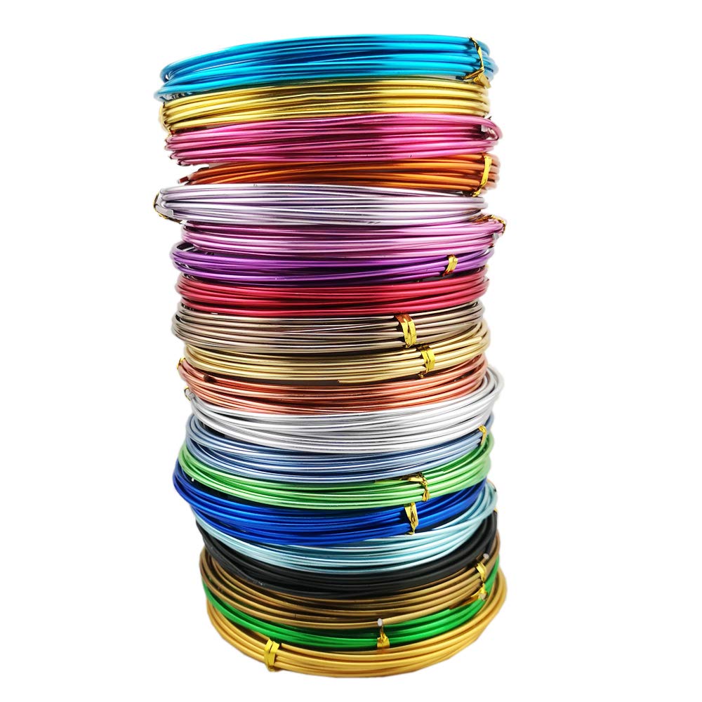 Inspirelle 20 Colors Aluminum Craft Wire Bendable Metal Wire for Jewelry  Craft Making, 3M Each Color (12 Guage (2.0mm))