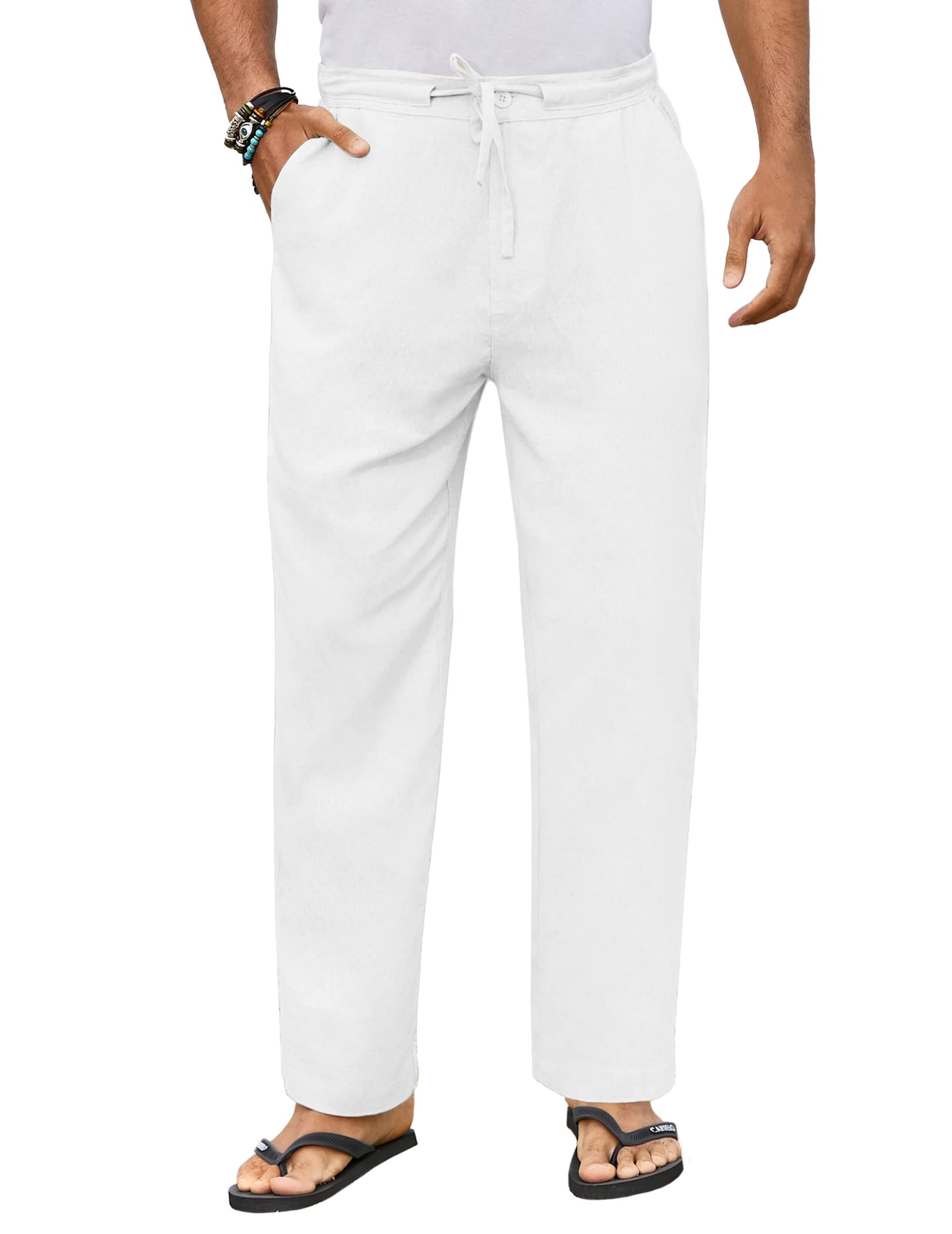 Buy sandbank Men's Drawstring Beach Pant Summer Cotton Linen Loose Yoga  Jogger Pants (Black, Waistline:30”-32” US S =Asian Tag 3XL) at Amazon.in