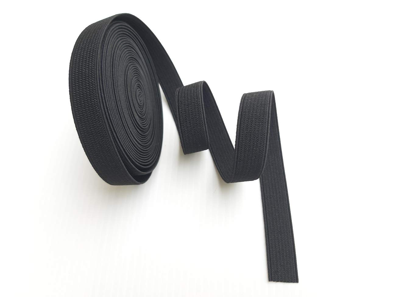 Flat Elastic Band for Sewing Clothing Accessories Nylon Webbing Garment  Trousers Costumes Craft DIY Elastic Knit Elastic Spool (1/2 Inch x 5 Yards)  (Black 1/2inch 5 Yard)