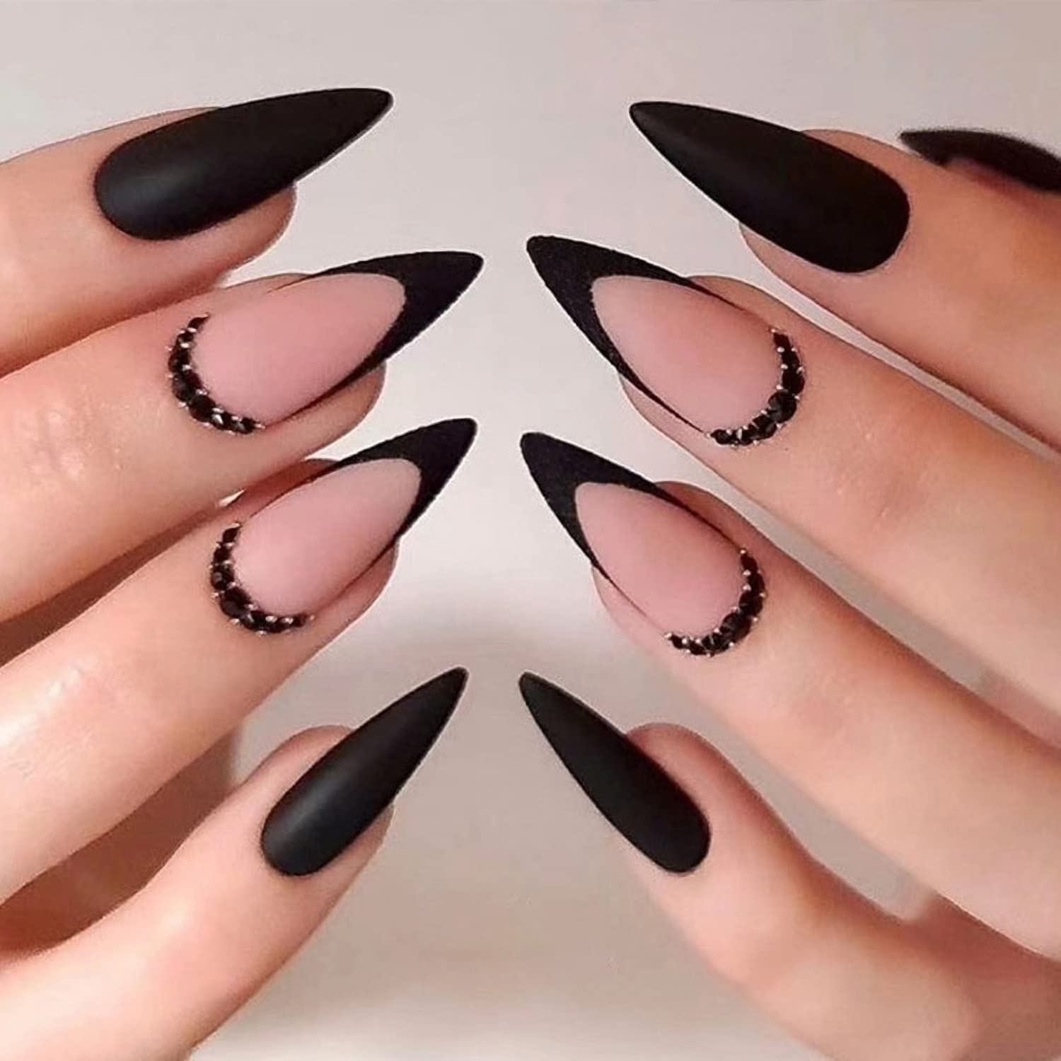 Stylish Nail Art Design Ideas To Wear in 2021 : Black, nude and white  French Tips