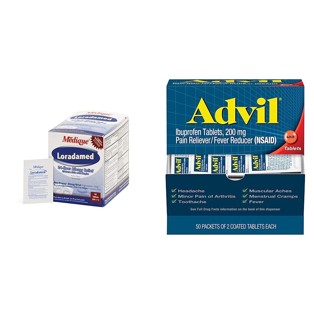 Medique 20350 Loradamed 50 Tablets & Advil Pain Reliever and Fever Reducer Pain  Relief Medicine with