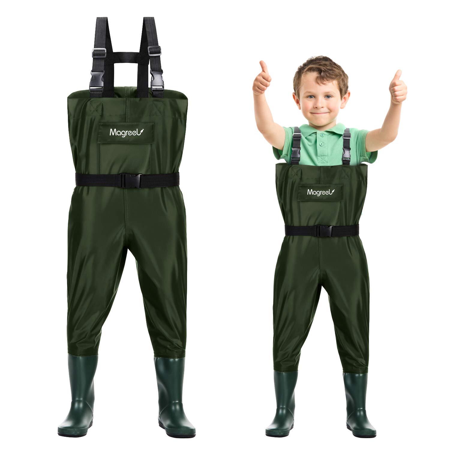 Magreel Child Chest Waders Waterproof Nylon/PVC Youth Waders with Boots  Fishing & Hunting Waders for