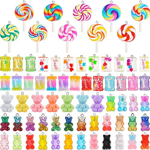 COHEALI 60 pcs Candy Candy Pendant DIY necklace DIY bracelet mini lollipops  bracelet for charms resin candy pendant bracelet making charms pendants