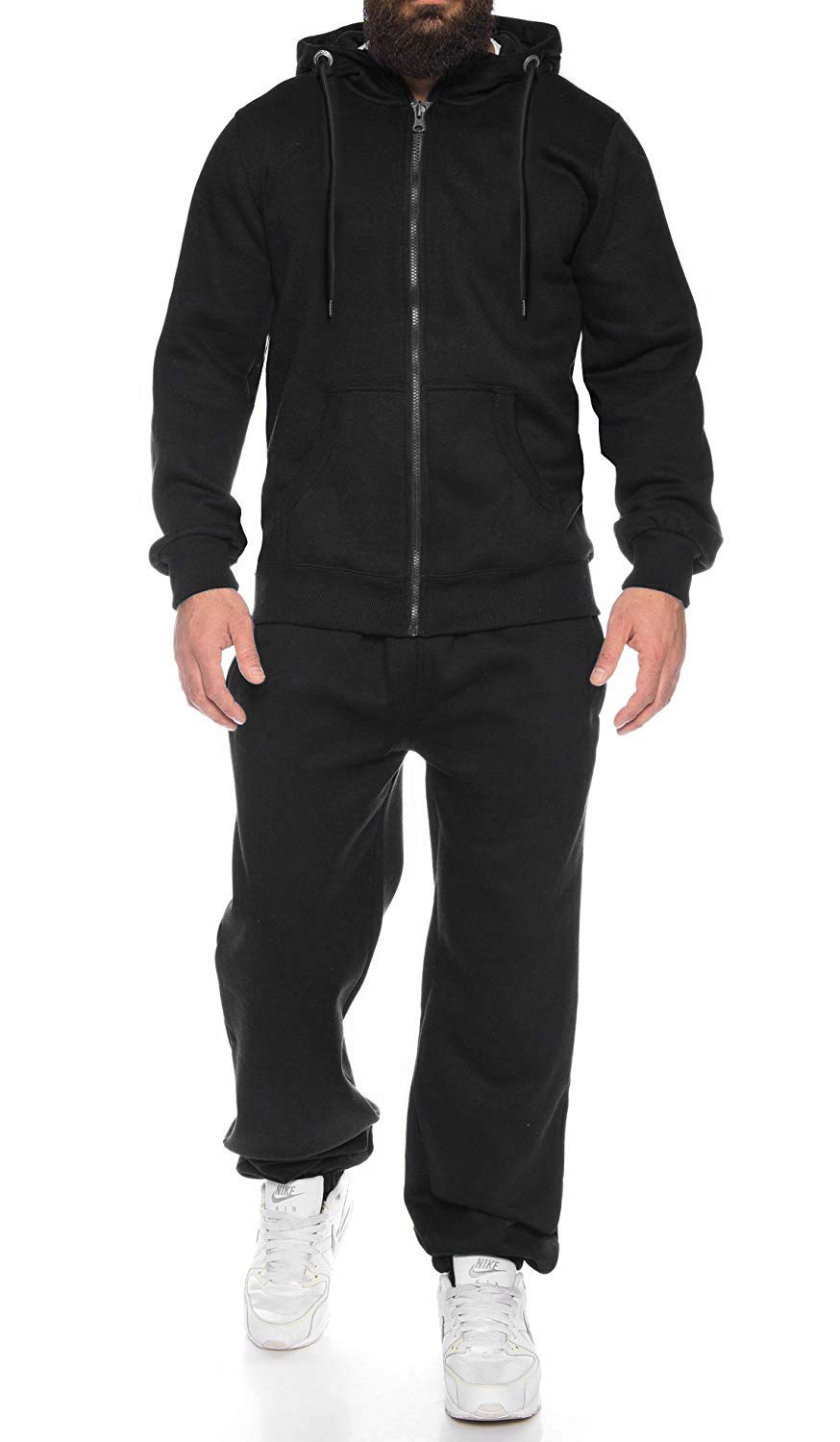 COOFANDY Sweatsuits for Men Long Sleeve 2 Piece Full Zip Hoodie Sweatpants  Tracksuit Set Casual Comfy Jogging Suits S-4XL Black 3X-Large