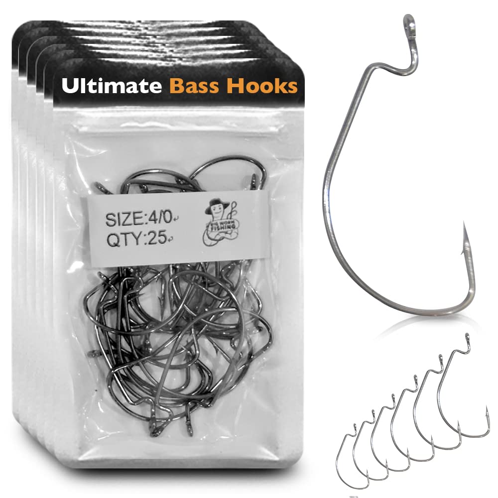 150 Offset Fishing Hooks Assortment - Bass Hooks Texas Rig Hooks