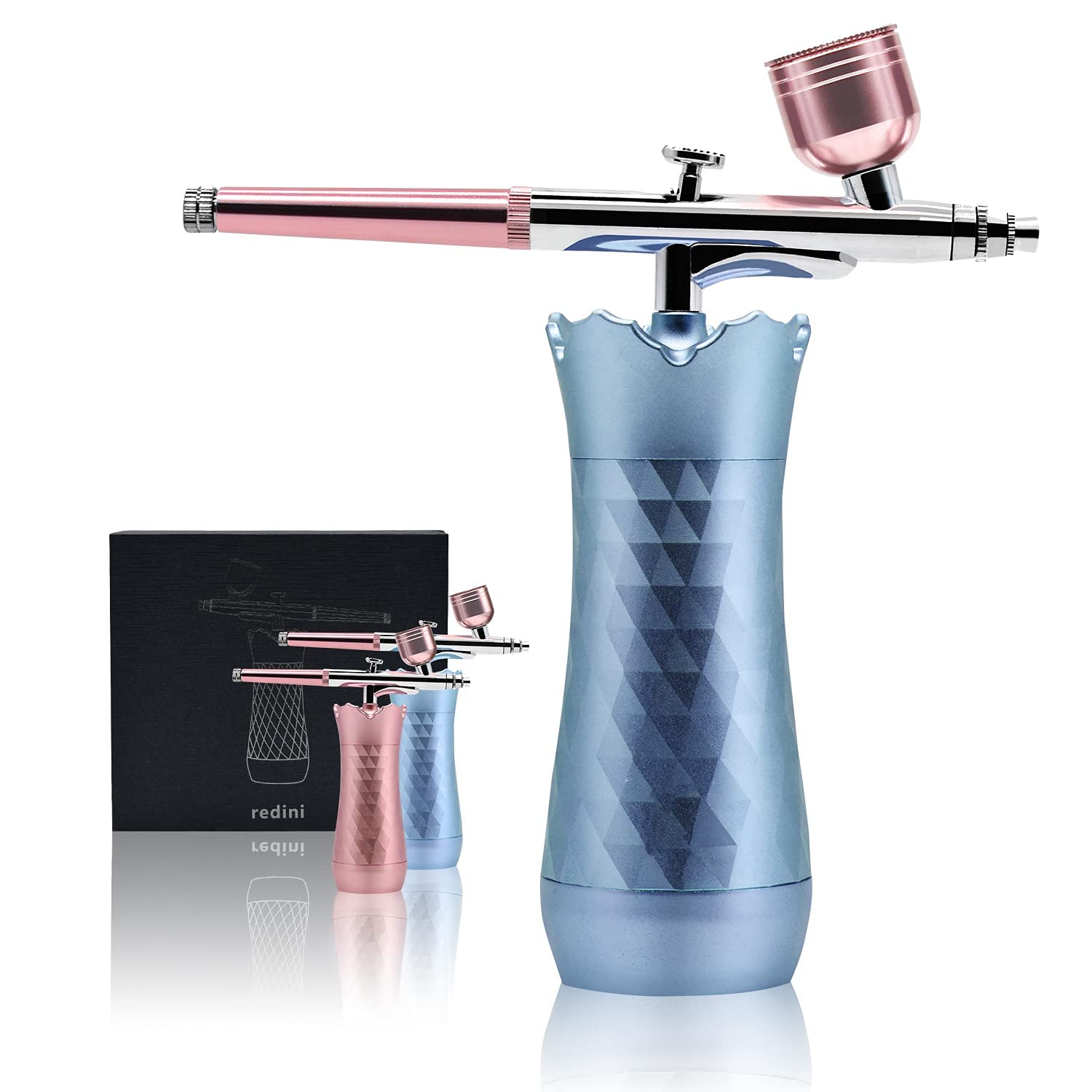 redini Cordless Airbrush Kit, Mini Kit for Painting, Handheld Cake with  Compressor, Rechargeable Makeup Makeup, Decor, Model, Nail Art, Tattoo,  Barber, Blue