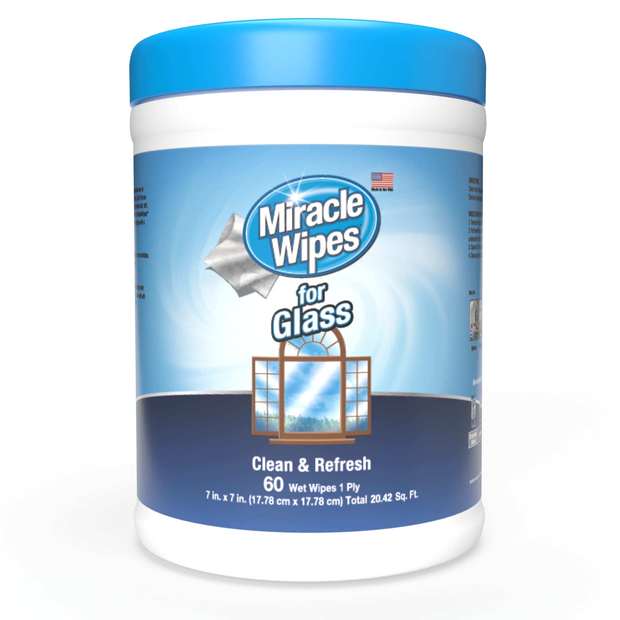 MiracleWipes for Glass, Disposable and Streak Free Cleaning Wipes