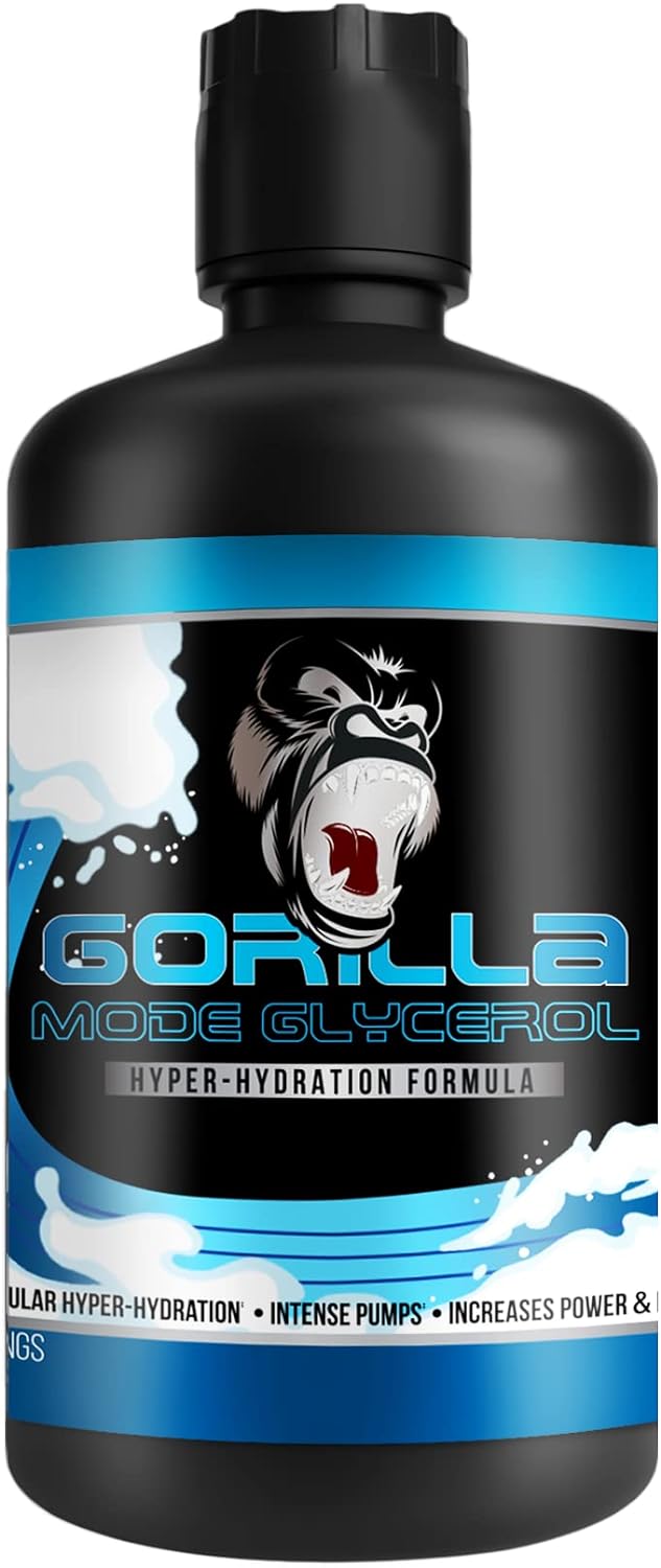 Gorilla Mode Liquid Glycerol Pre Workout Hydrating Pre Workout Formula for  Intense Pumps 33 FL OZ