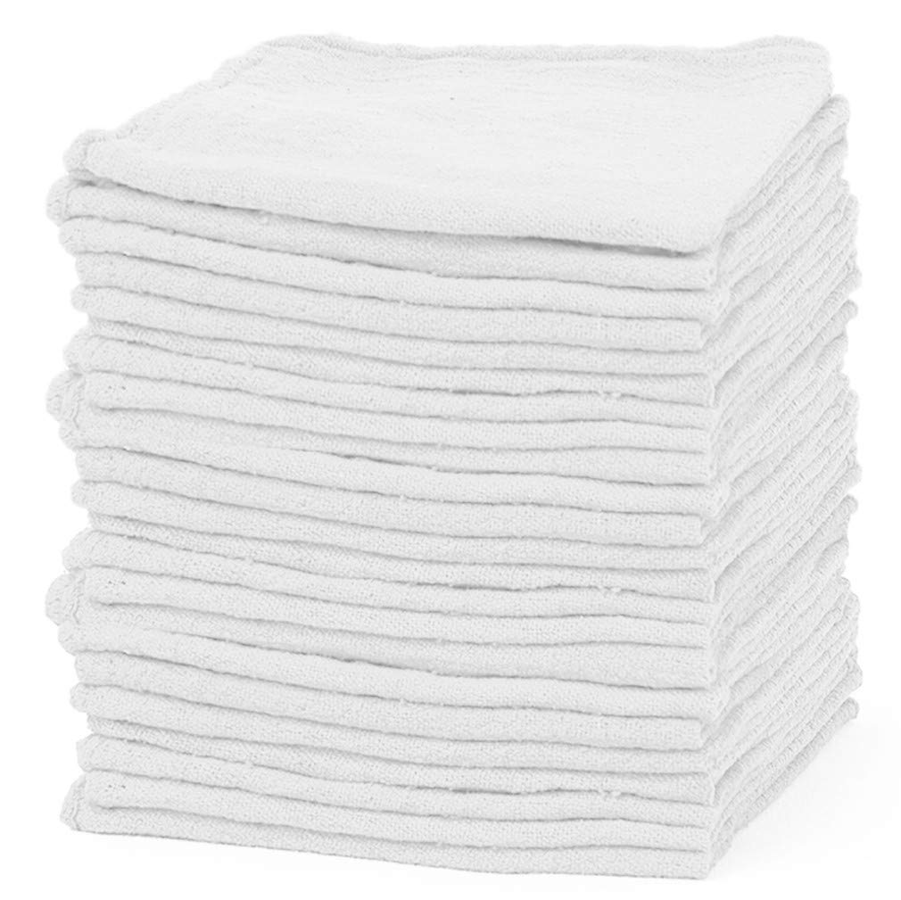 TALVANIA Shop Towels Pack of 50 Reusable Cleaning Rags Durable Quality  Cotton Towel Shop Rags 13 x 13 Machine Washable Suitable for All Purposes  (White)
