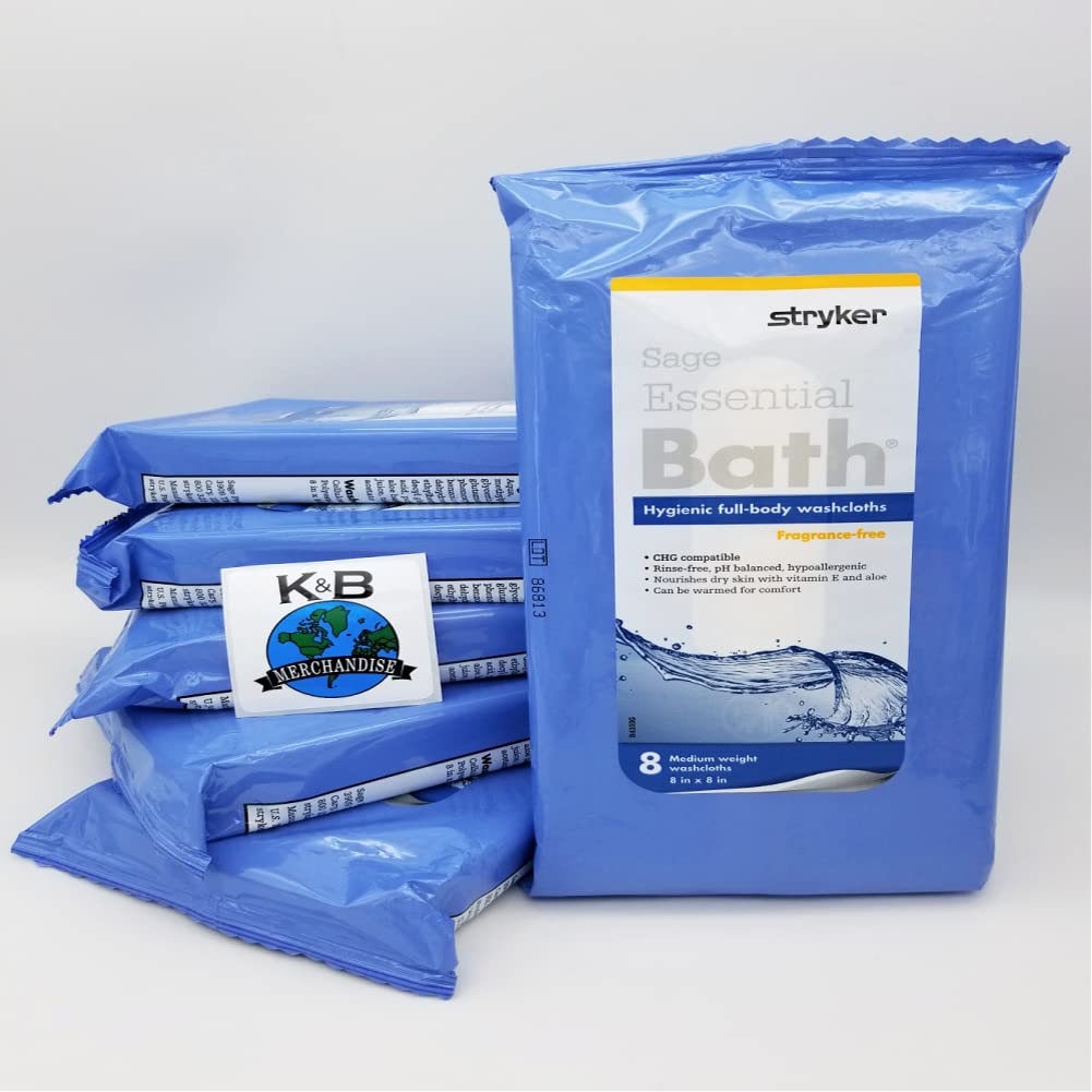 Sage Essential Bath Cleansing Washing Cloths (6 pack) 48 Cloths in