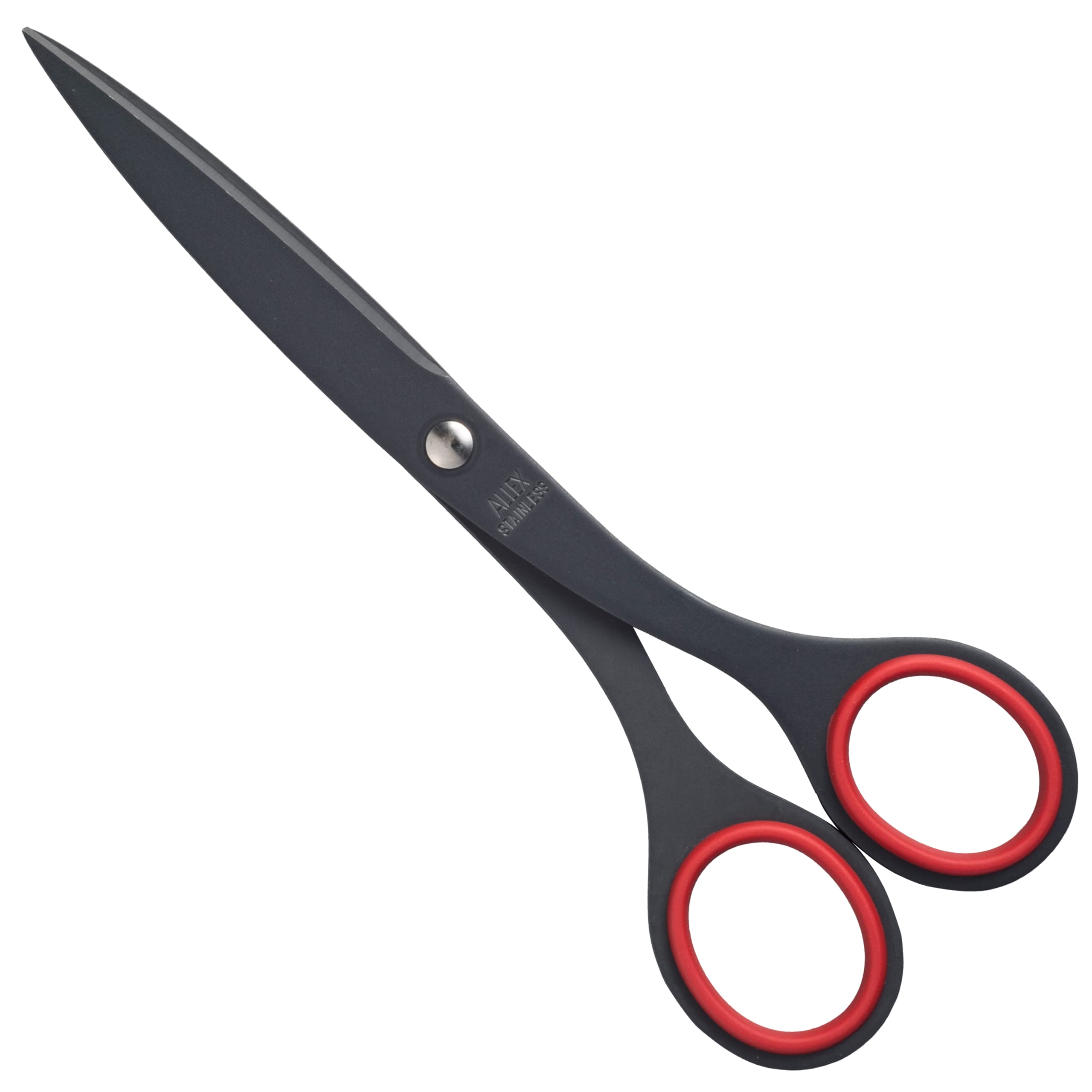 ALLEX Black Office Scissors for Desk Medium 6.5 All Purpose Non Stick  Scissors Made in JAPAN All Metal Sharp Japanese Stainless Steel Blade with  Non-Slip Soft Ring Black Red 165mm (Non-Stick) Red