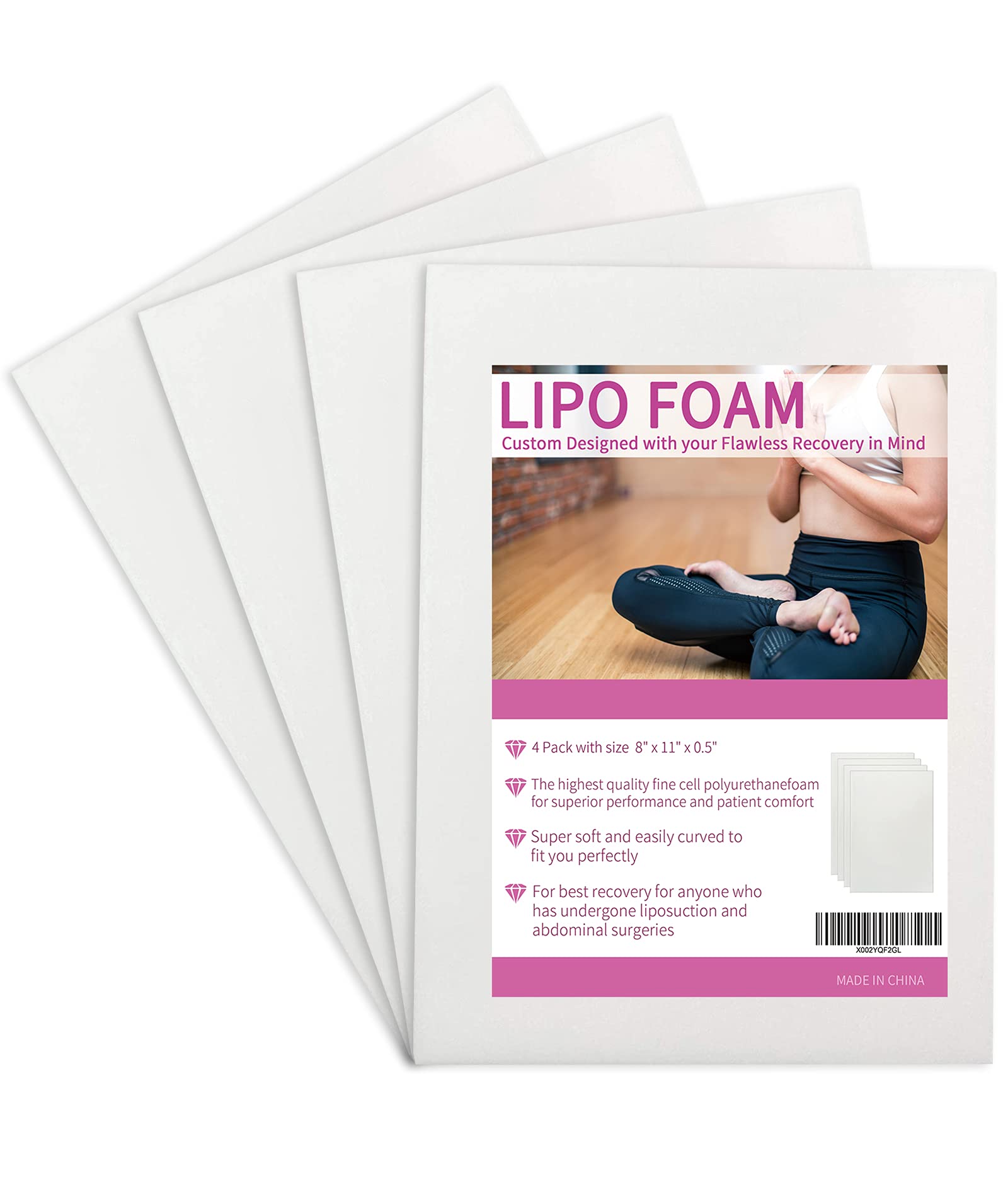 Birllaid Lipo Foam Pads for Post Surgery, Bbl Foam Boards after Lipo,Help  Out When Using Ab Board Compression Garments Tummy Tuck, 4 Pack Liposuction  Surgery Foam Sheet for Recovery 8X11
