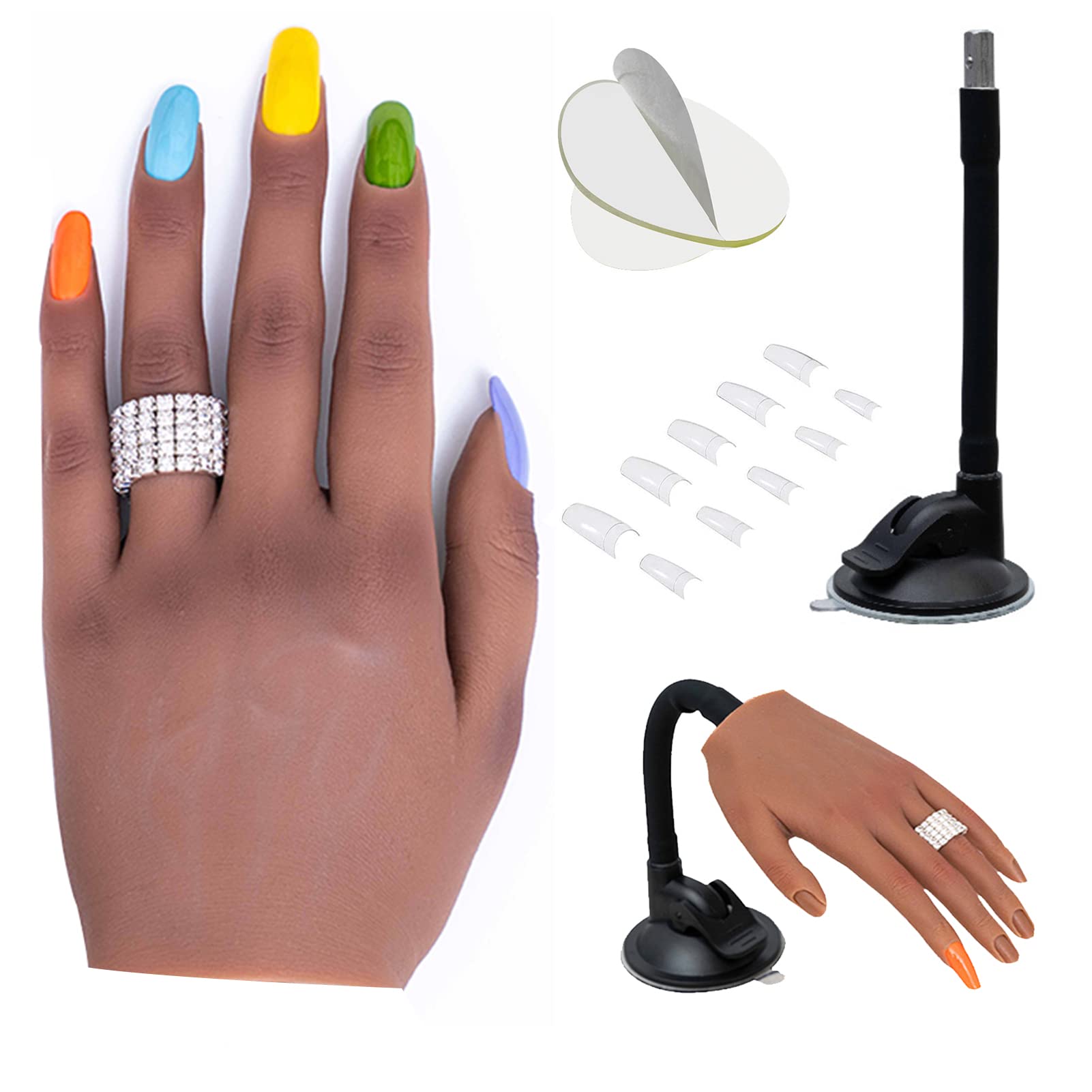 Silicone Nail Practice Hand for Acrylic Nails, Professional