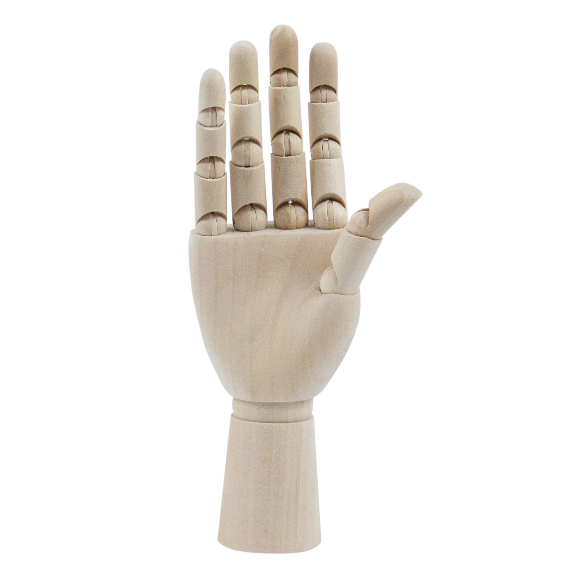 Wooden Hand,Realistic Fake Hand Statue for Artists,for Sketching, School  Practice, Jewelry Display,Detailed Artistic Hand Statue,7 Inch(Right)