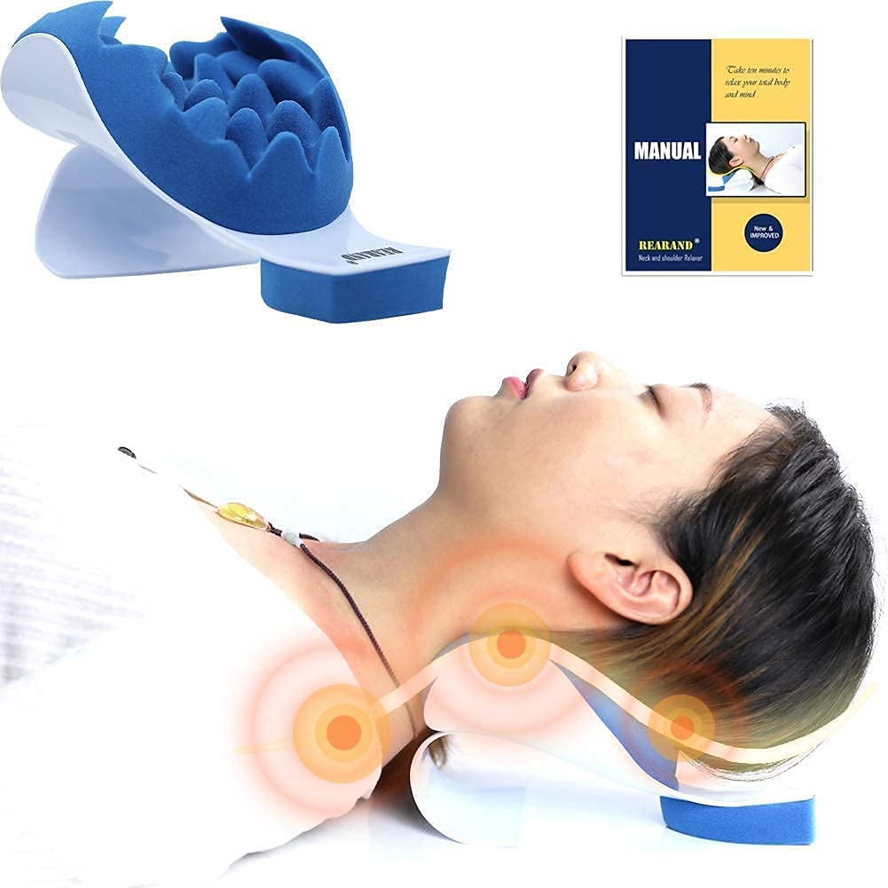 REARAND Neck and Shoulder Relaxer,Neck Pain Relief,Tension Headache  Relief,Neck Support,Neck Traction Pillow Chiropractic Pillow and Cervical  Spine Alignment,TMJ