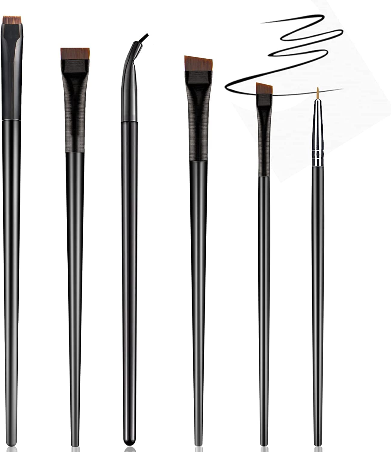 URSOBTF Eyeliner Brush, Angled Eyeliner Brush Fine Point, 6 PCS Thin  Slanted Flat Eyeliner Brush Set
