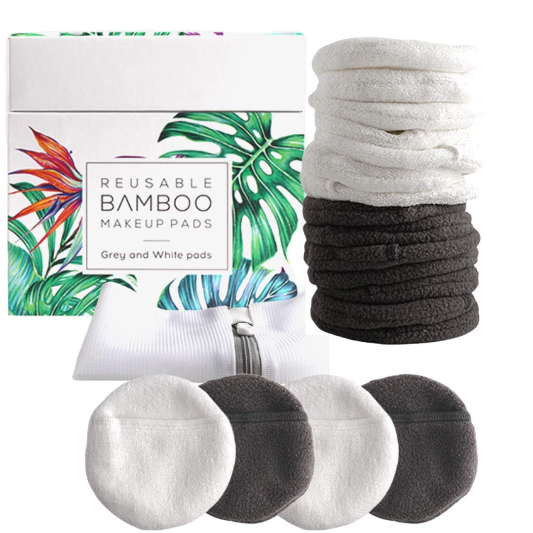 Luxury Bamboo Reusable Makeup Remover Pads, NYC, USA Brand (14 Pack), Four  Layer Face Pads with Pocket - White and Grey Reusable Bamboo Face Pads -  Eco-Conscious Makeup Remover Pads - Includes