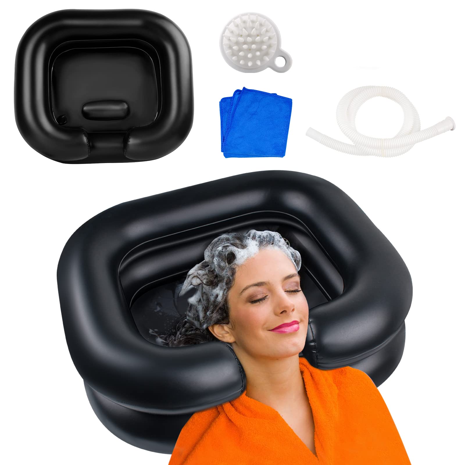 Portable Shampoo Bowl, Inflatable Hair Washing Sink Made for Handicapped, Bedridden, Kids, Seniors, Adjustable Strap, No Spills, Hair Washing Tray (Silver) A-silver Portable Shampoo Bowl, Inflatable Hair Washing Sink Made for Handicapped, Bedridden, Kids, Seniors, Adjustable Strap, No Spills, Hair Washing Tray (Silver) A-silver