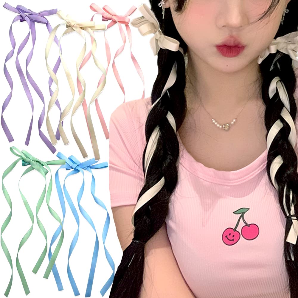 10pcs Colorful Ribbons Bow Hair Clips for Girls Double Bowknots Hair  Barrettes for Women Long Tassels Hair Ribbon Hairclips Kids Cute Bowknot  Hair Clip Kawaii Hair Bows Braiding Hair Accessories