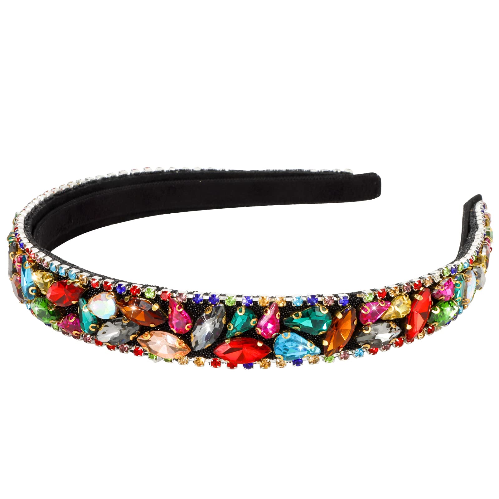Wecoe Rhinestone Headband - Colorful Vintage Hair Accessory