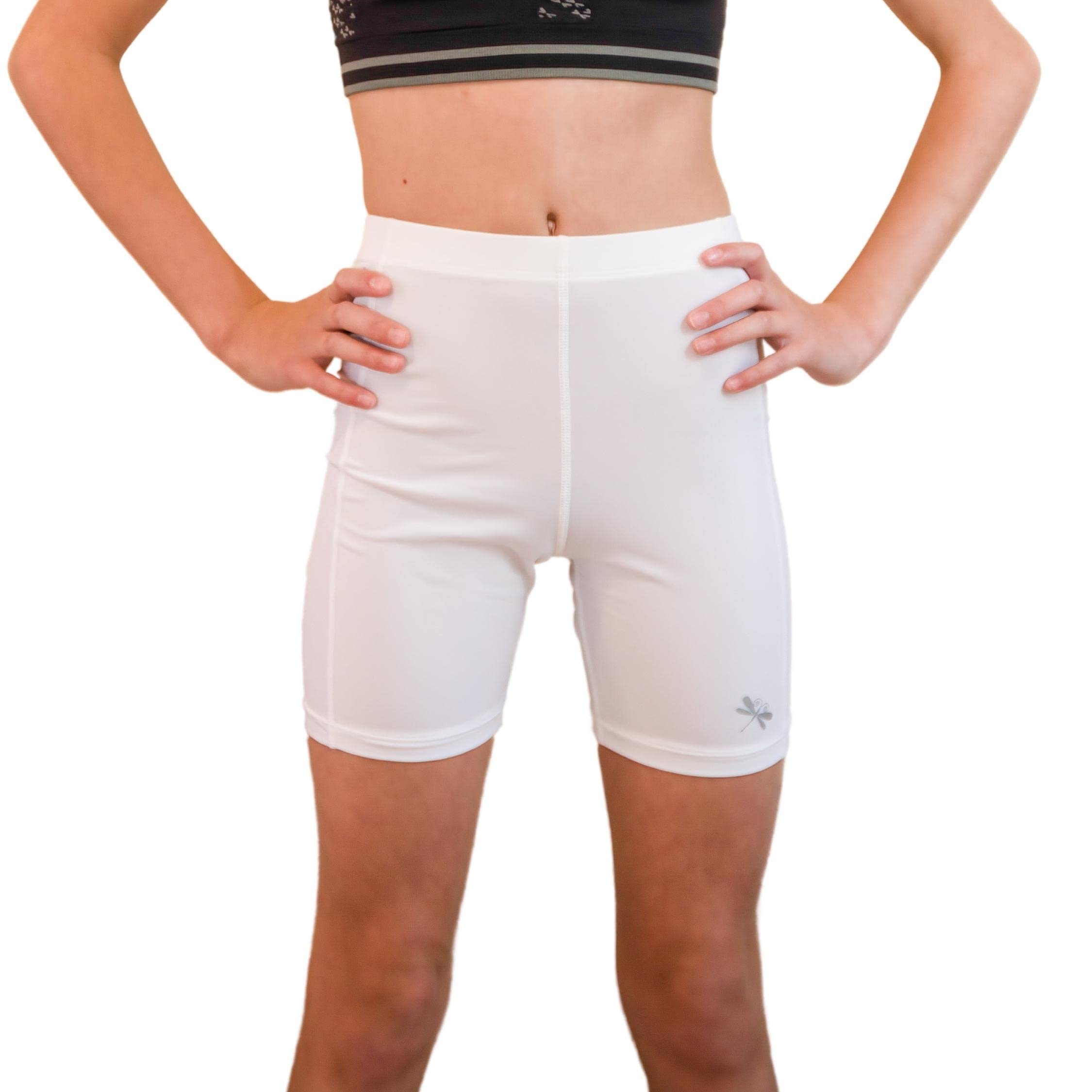 Dragonwing girlgear Girls Mid-Rise Compression Shorts - 5 Inseam (for  Active Teen and Tween Girls) 10 White